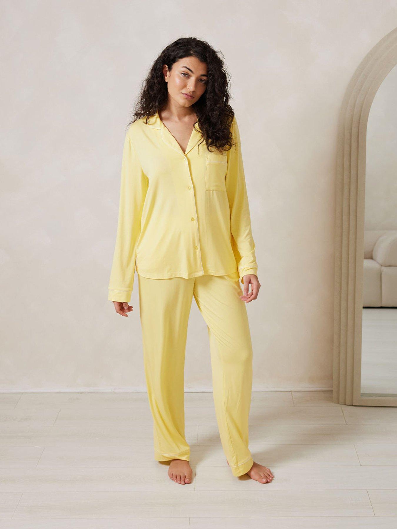 undefined Button Up Long Pyjama Set - Yellow