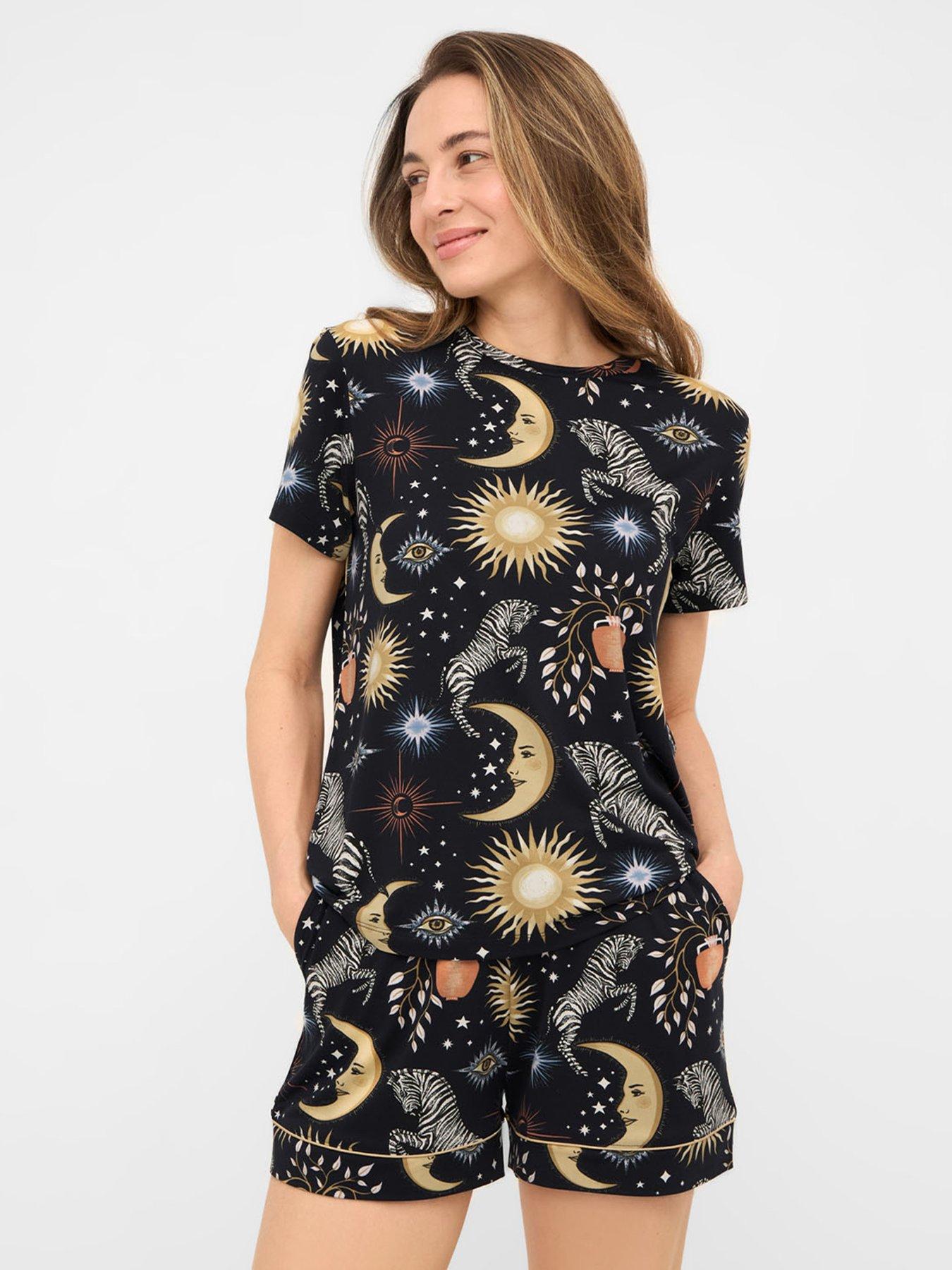 undefined Chelsea Peers Crew Neck Short setCELESTIAL ZEBRA