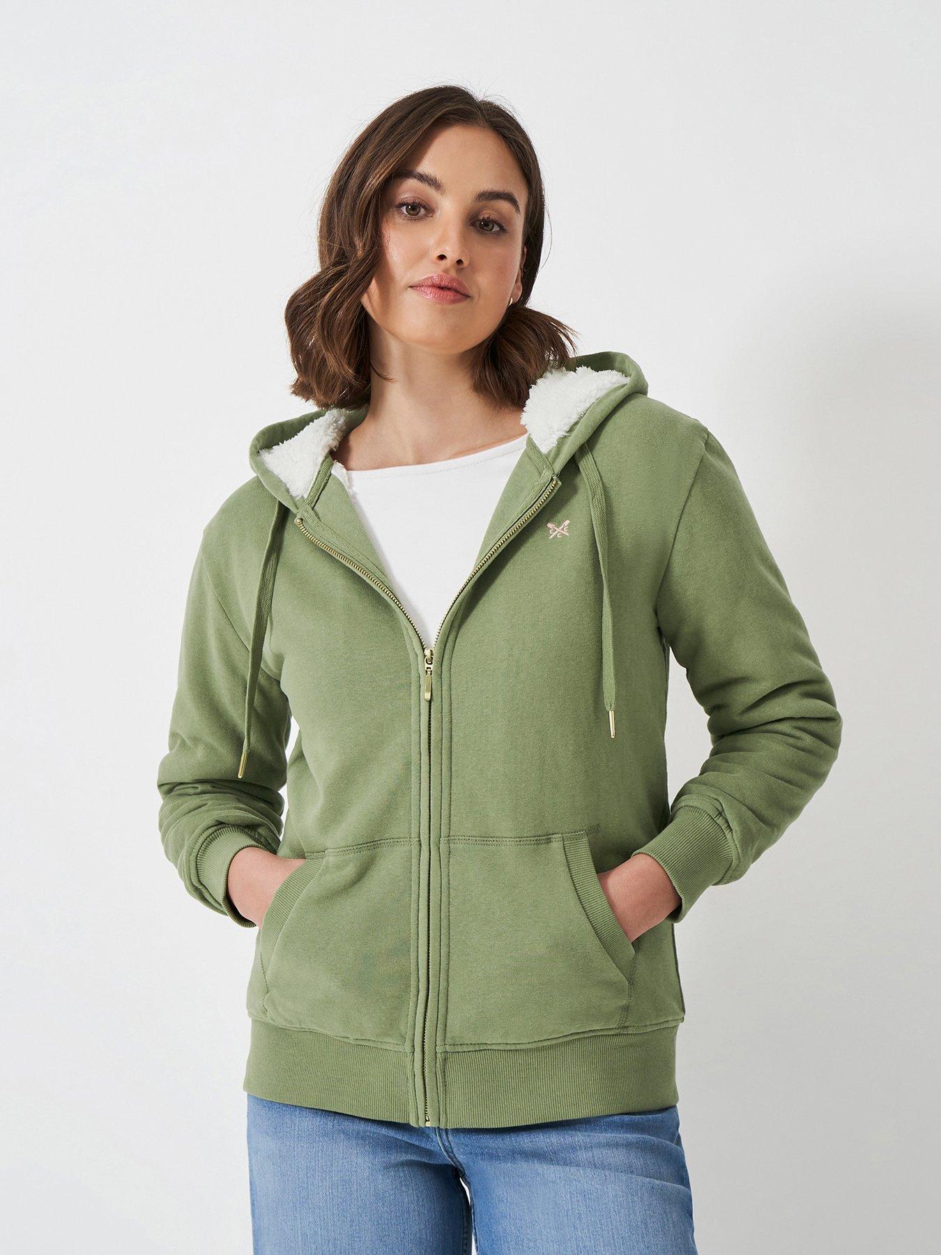 undefined Borg Lined Zip Through Hoodie - Green