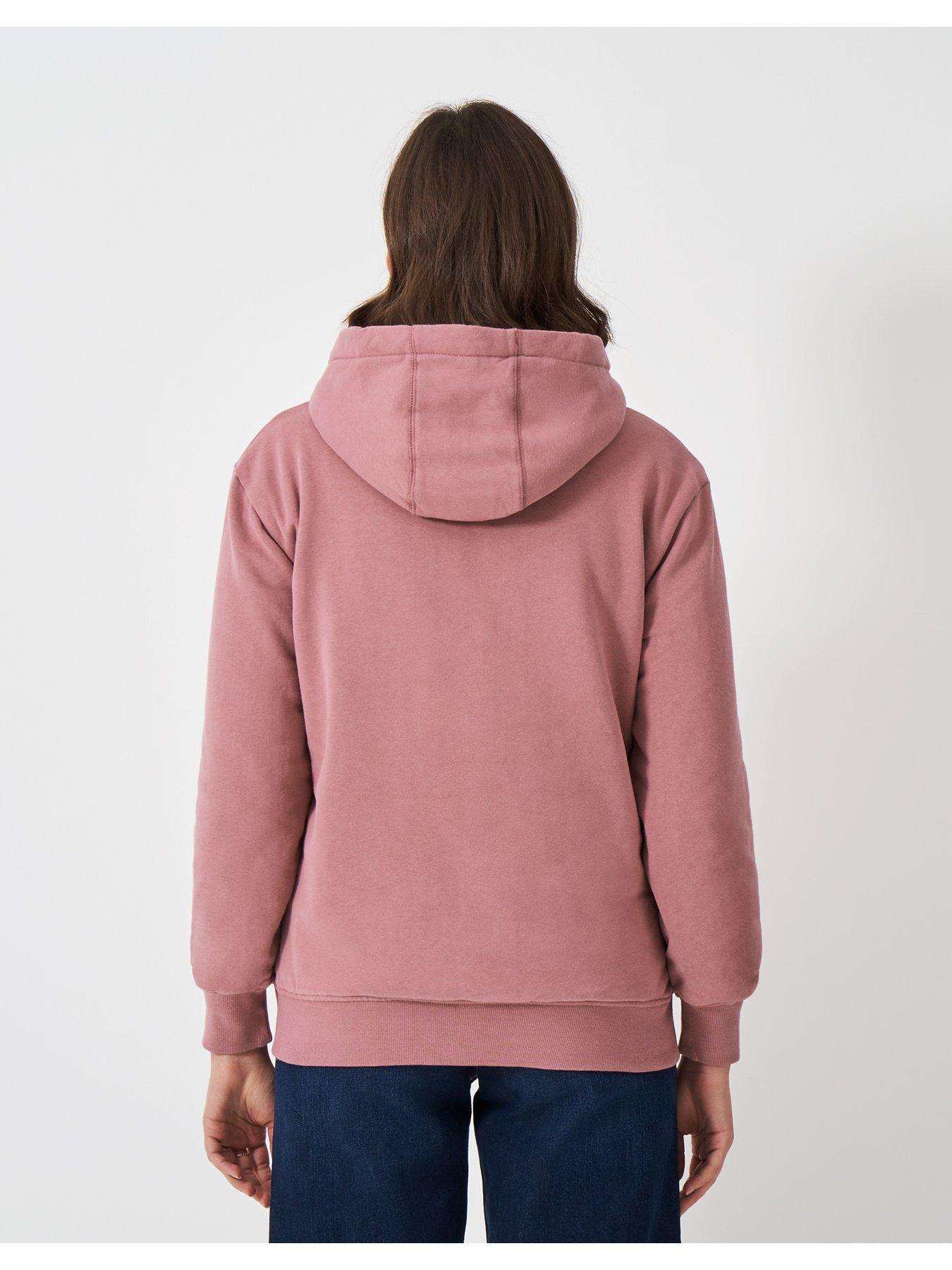 Image 2 of 5 of Crew Clothing Borg Lined Zip Through Hoodie - Pink