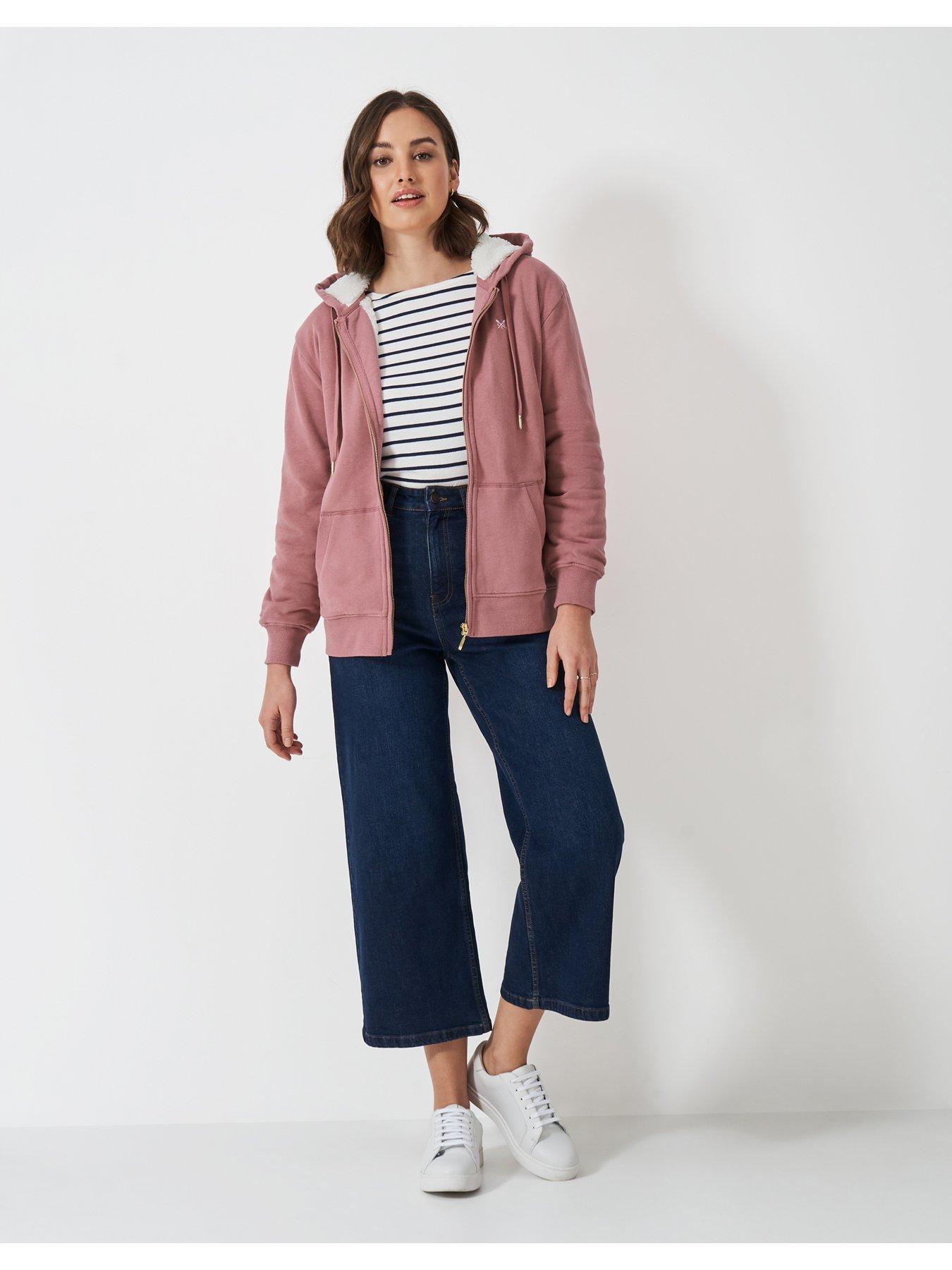 Image 3 of 5 of Crew Clothing Borg Lined Zip Through Hoodie - Pink