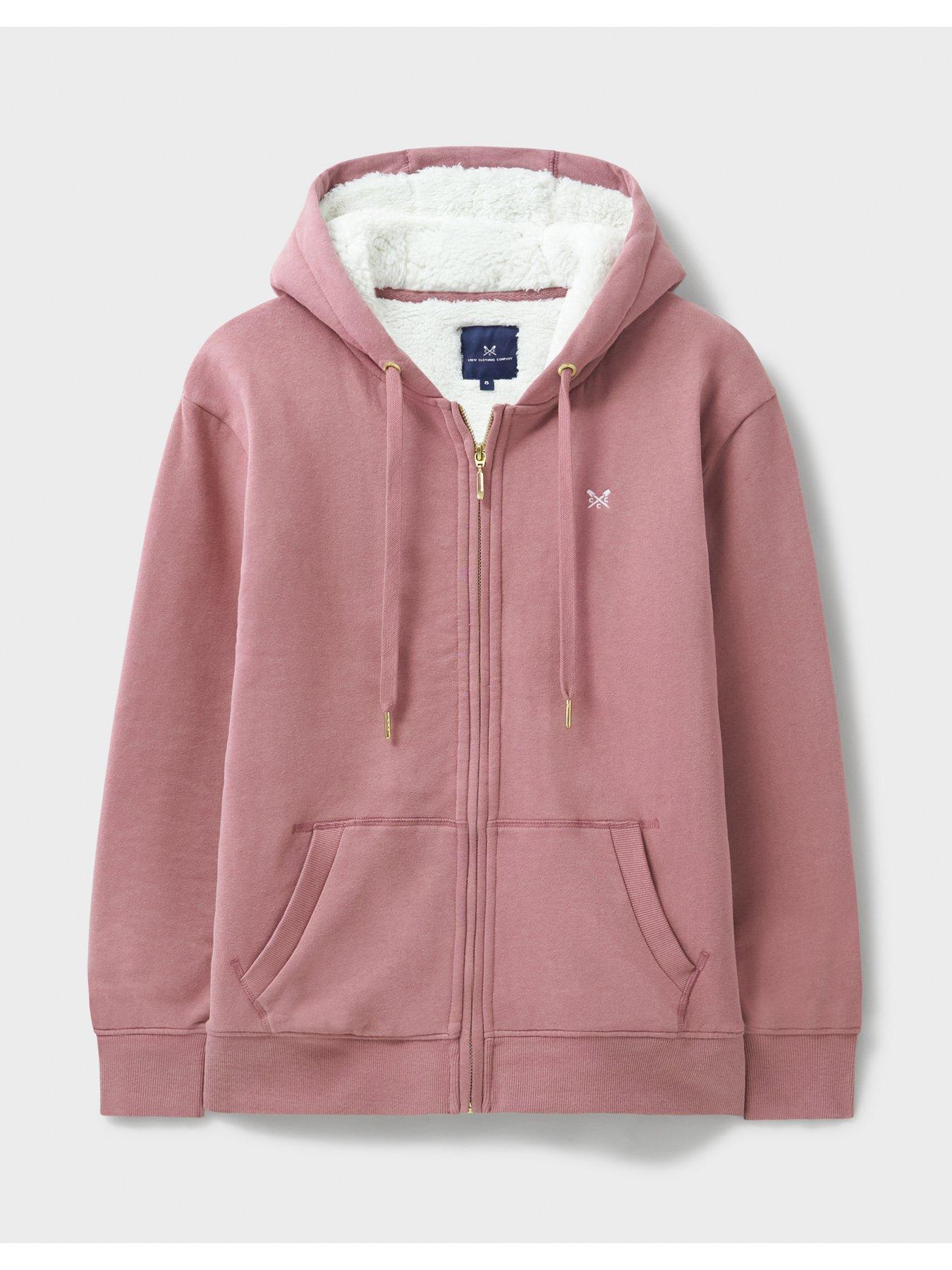 Image 5 of 5 of Crew Clothing Borg Lined Zip Through Hoodie - Pink