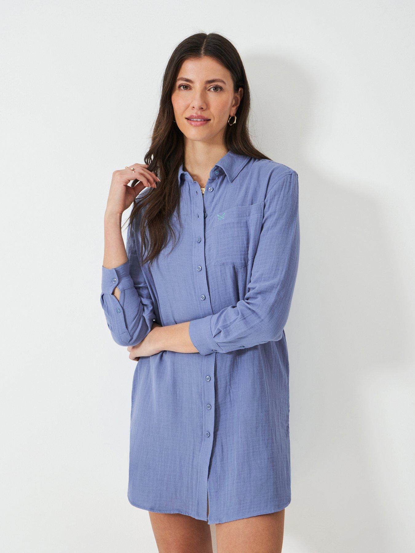 undefined Rae Beach Shirt Dress - Blue