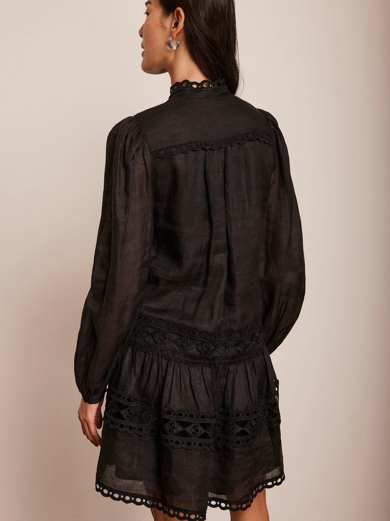 Mint Velvet Lace Detail Mini Dress - Black | Very