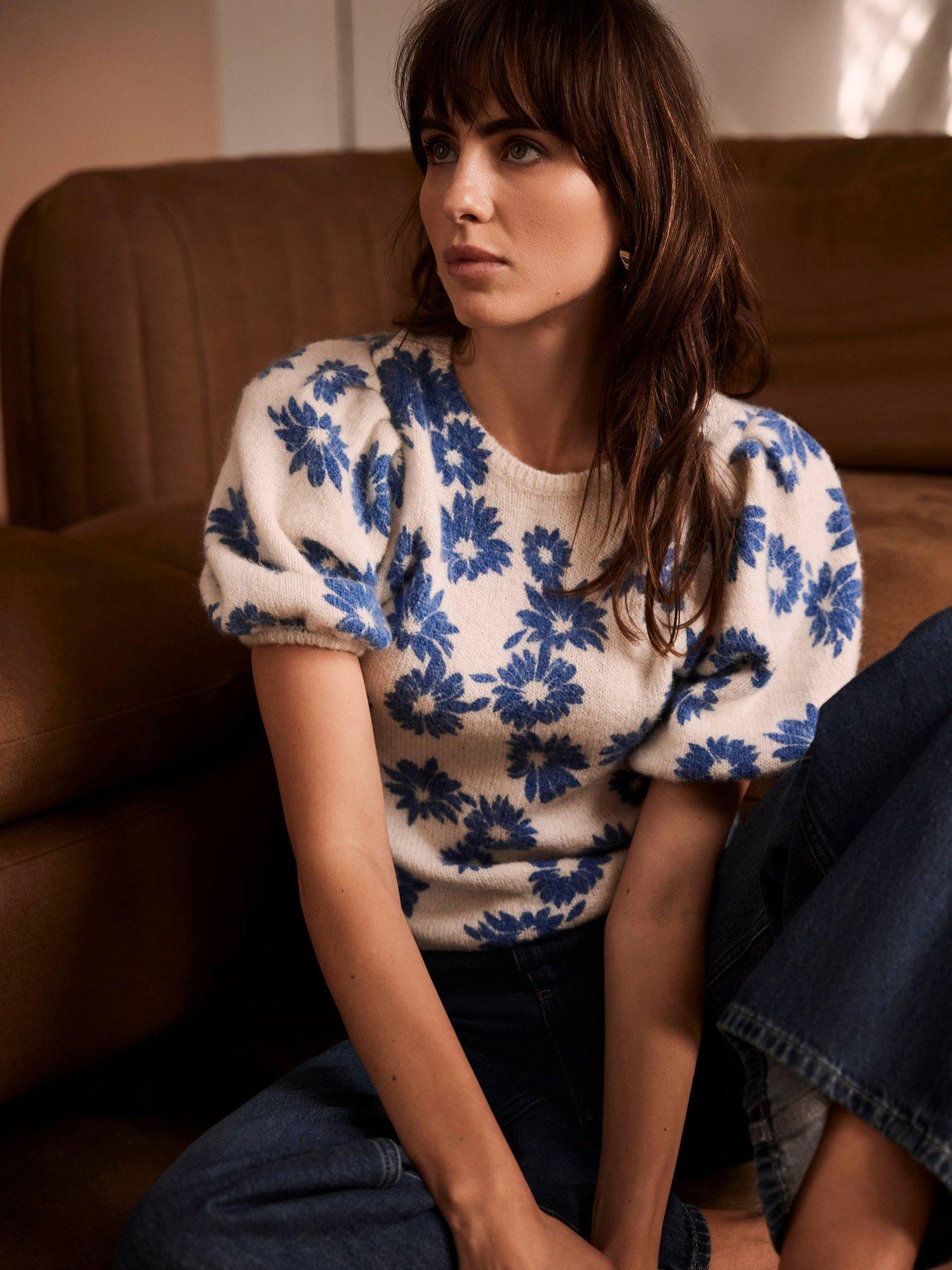undefined Wool Blend Knitted Top - Blue