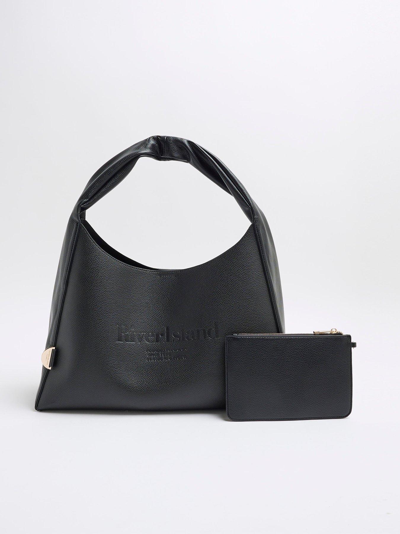 Image 1 of 4 of River Island Debossed Logo Slouch - Black