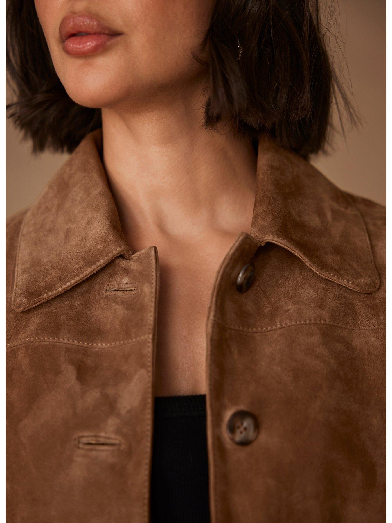 Image 3 of 3 of Mint Velvet Tan Suede Pocket Detail Jacket - Brown