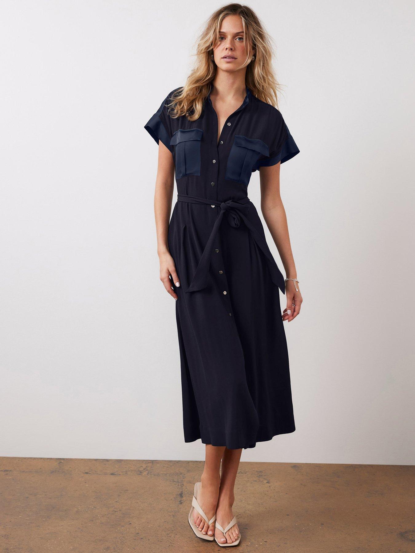 Image 1 of 6 of Mint Velvet Utility Midi Dress - Navy