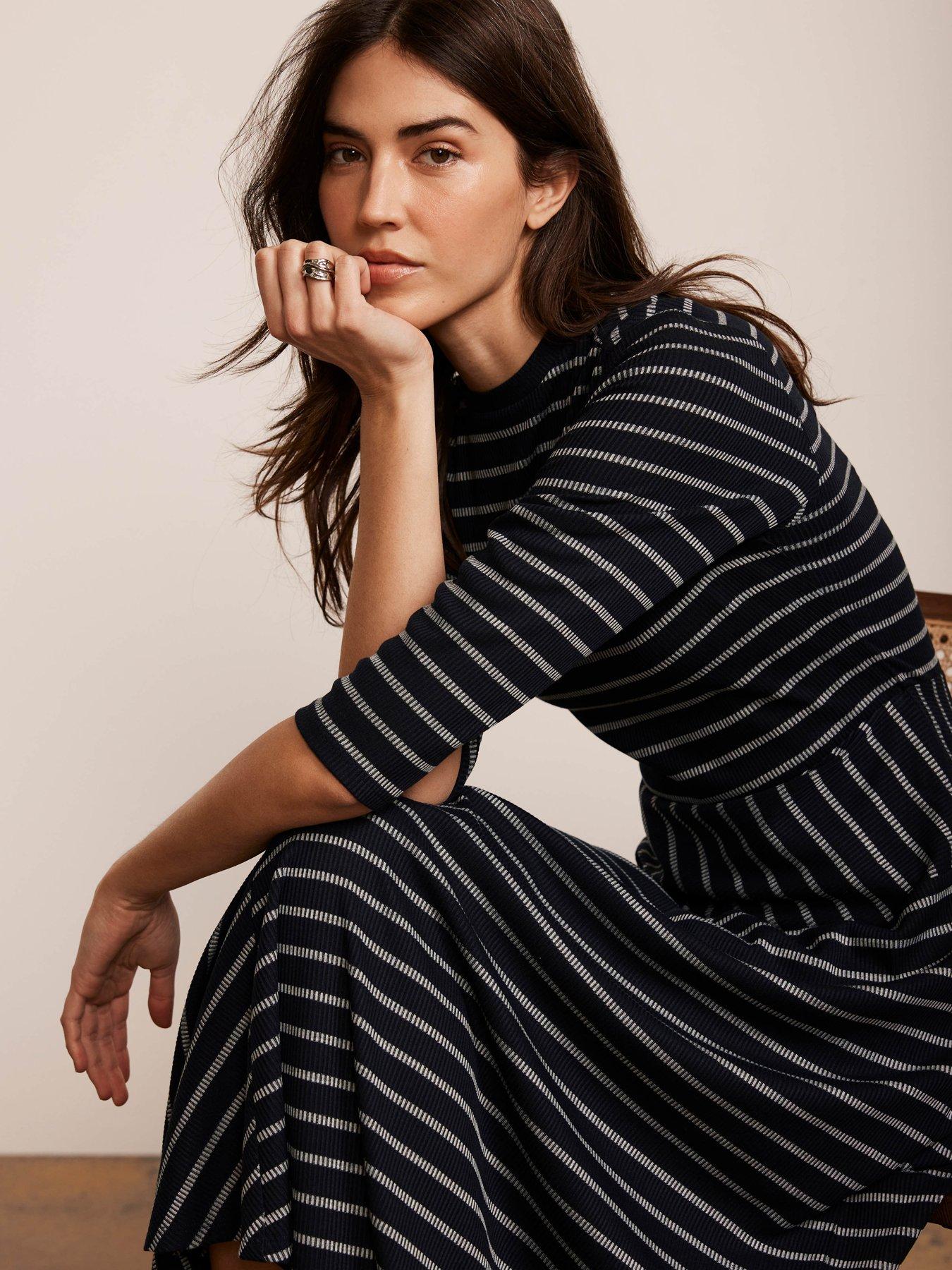 navy stripe jersey dress Mint Velvet Midi - Blue EU1