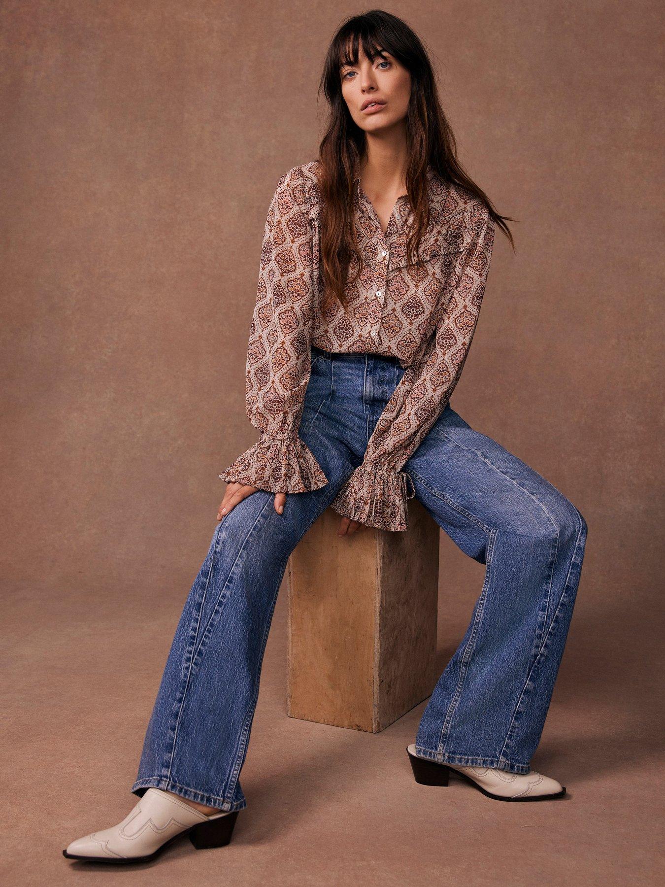 Image 2 of 3 of Mint Velvet Neutral Geometric Print Shirt - Beige