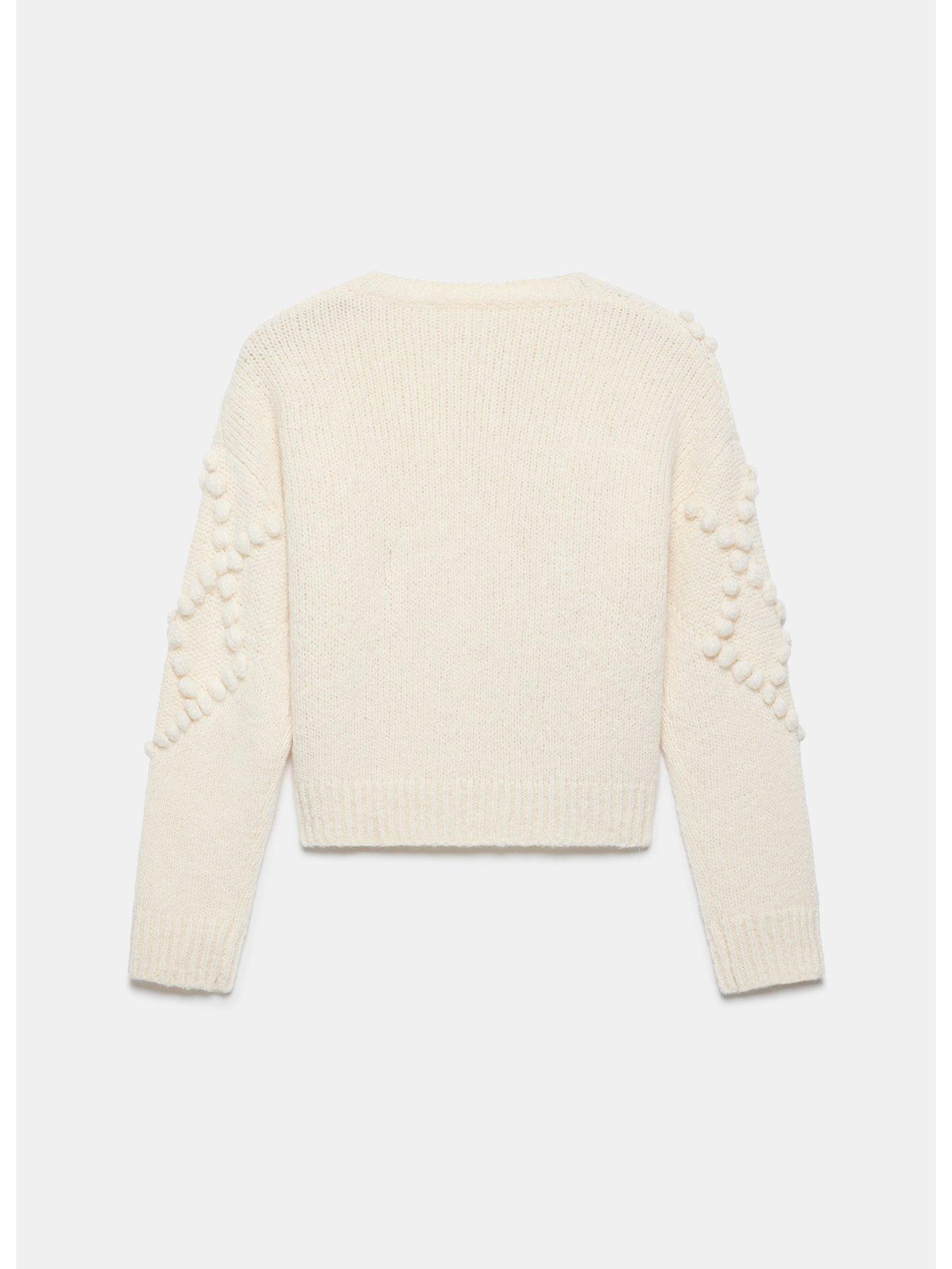 Image 2 of 4 of Mint Velvet Cream Bobble Stitch Cardigan - Beige