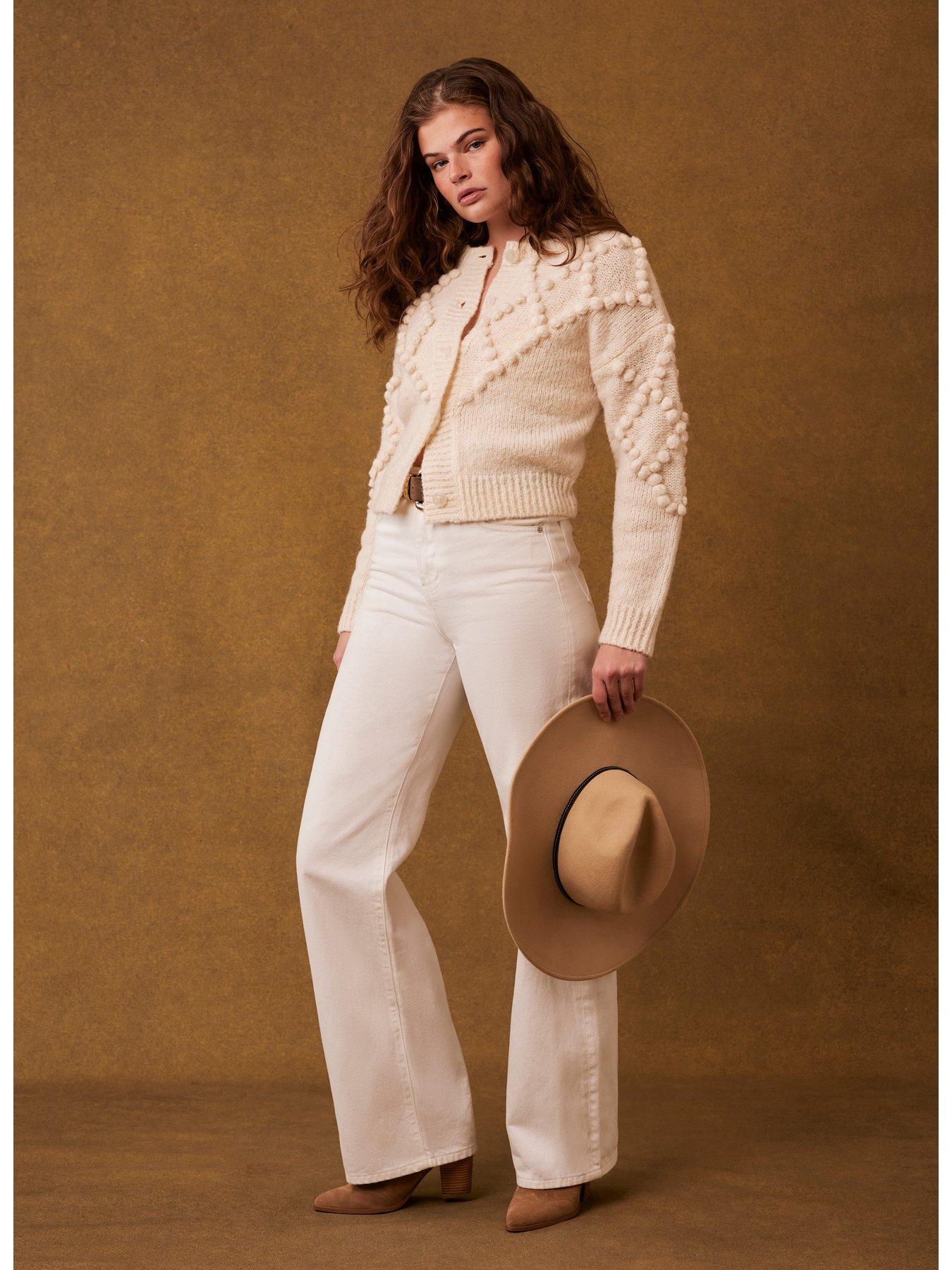 Image 3 of 4 of Mint Velvet Cream Bobble Stitch Cardigan - Beige