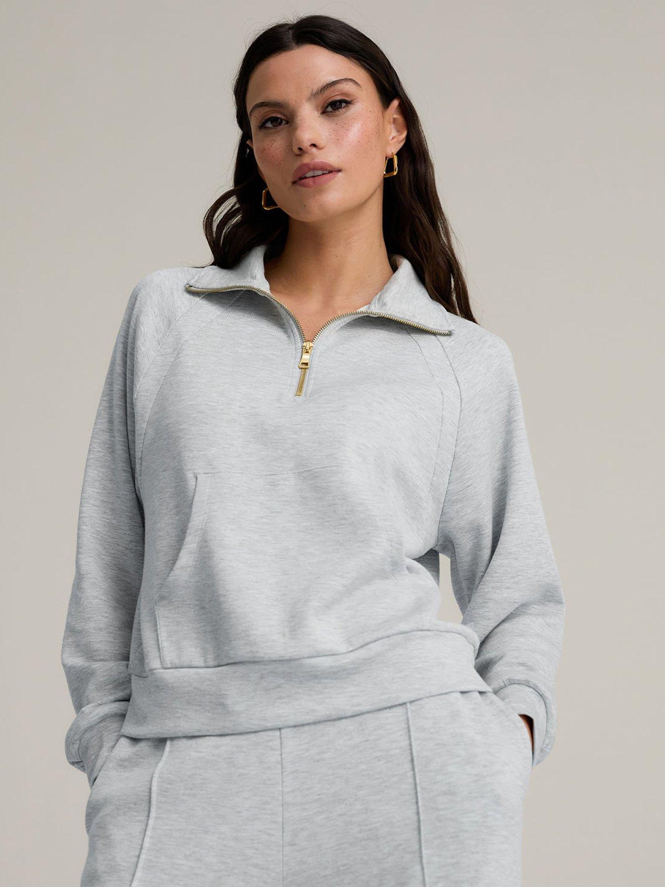 CHELSEA PEERS Luxecomfort Scuba Half-zip Sweatshirt - Grey Marl