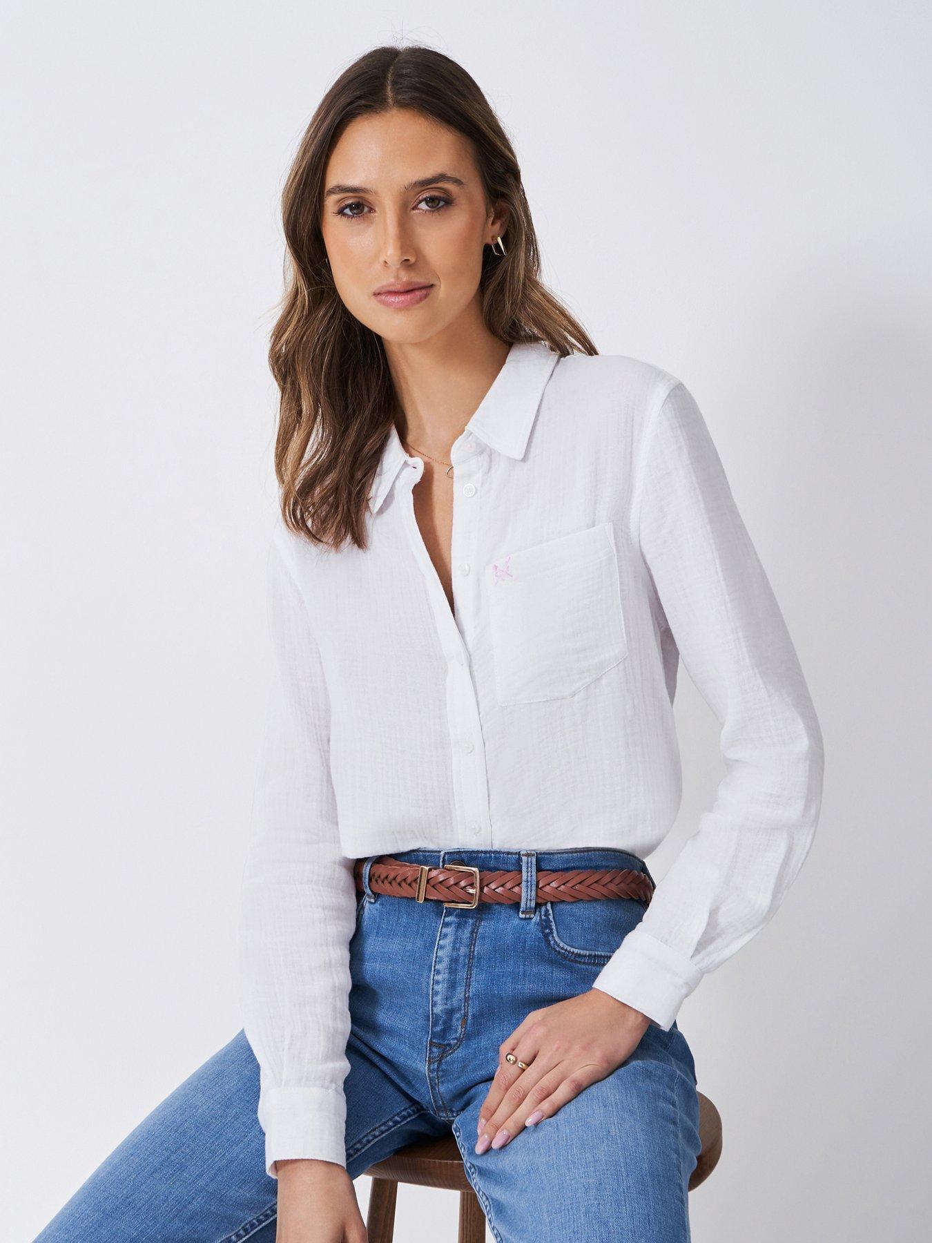 Image of Crew Clothing Harlie Relaxed Shirt - White