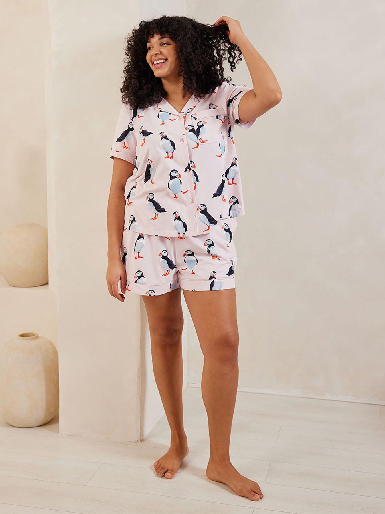 undefined Puffin Print Short Pyjama Set - Pink