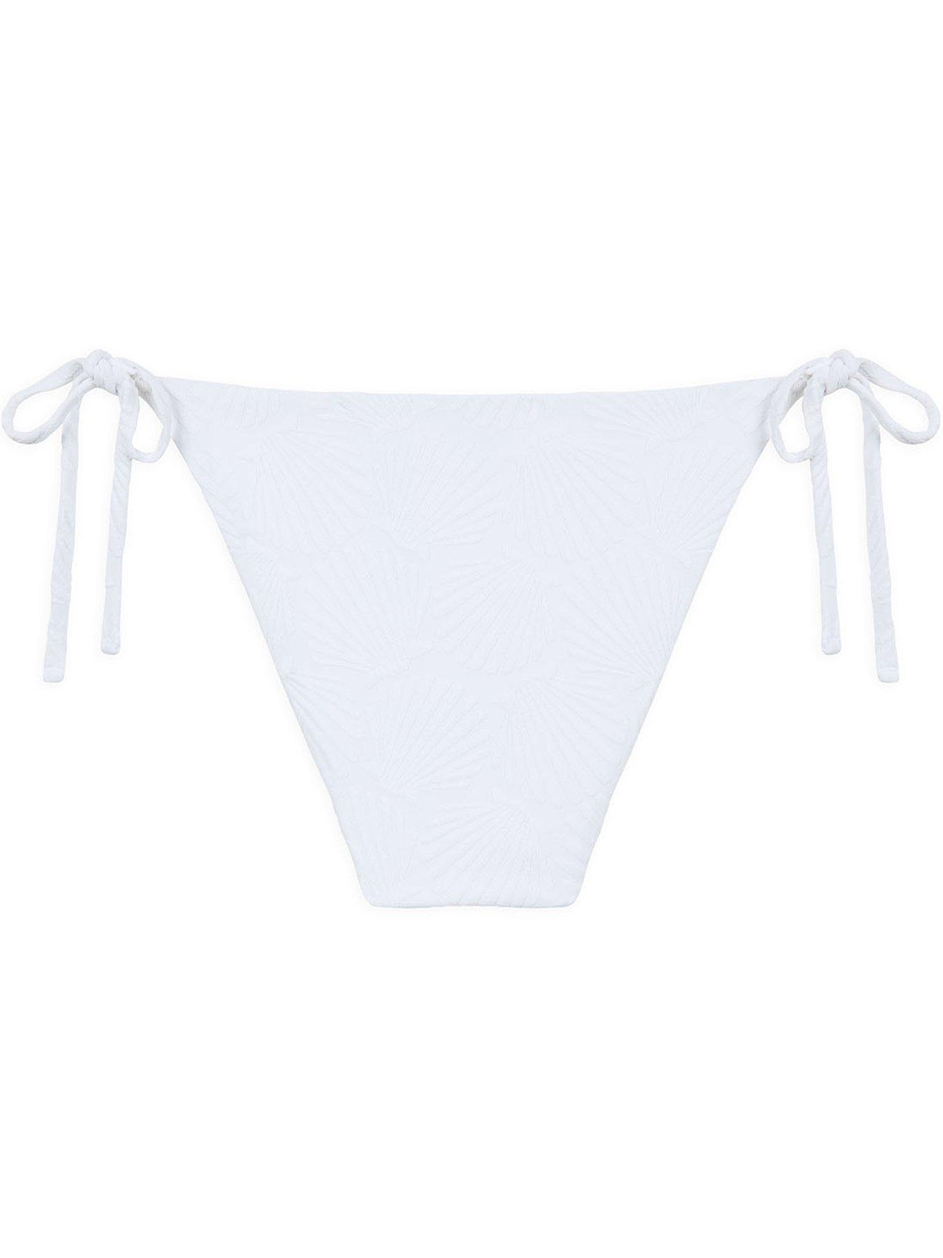 Image 5 of 6 of CHELSEA PEERS Jacquard Shell Tie Side Bikini Bottom - White