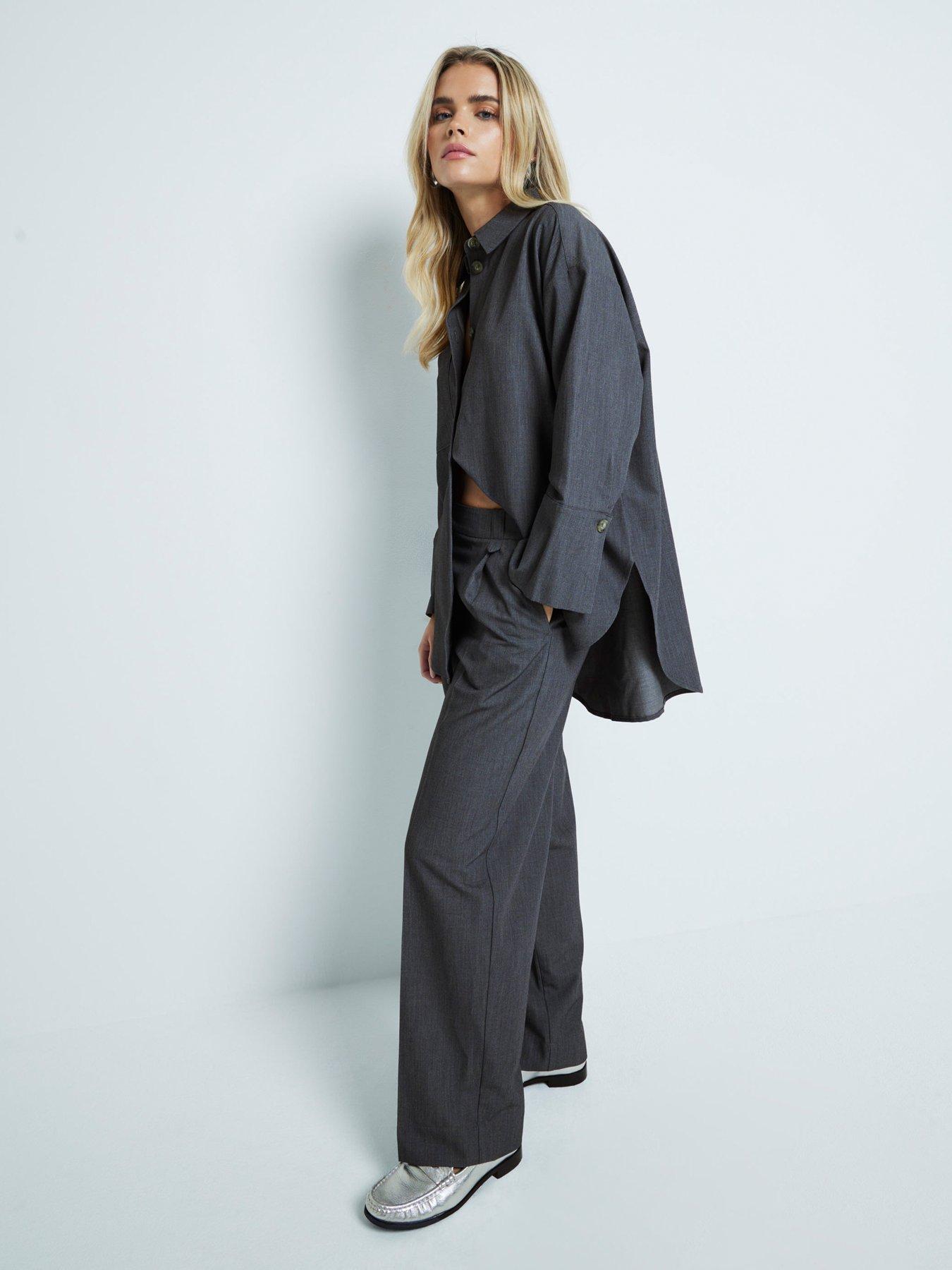 Image 2 of 6 of RI Petite Cargo Wide Leg Trousers - Grey