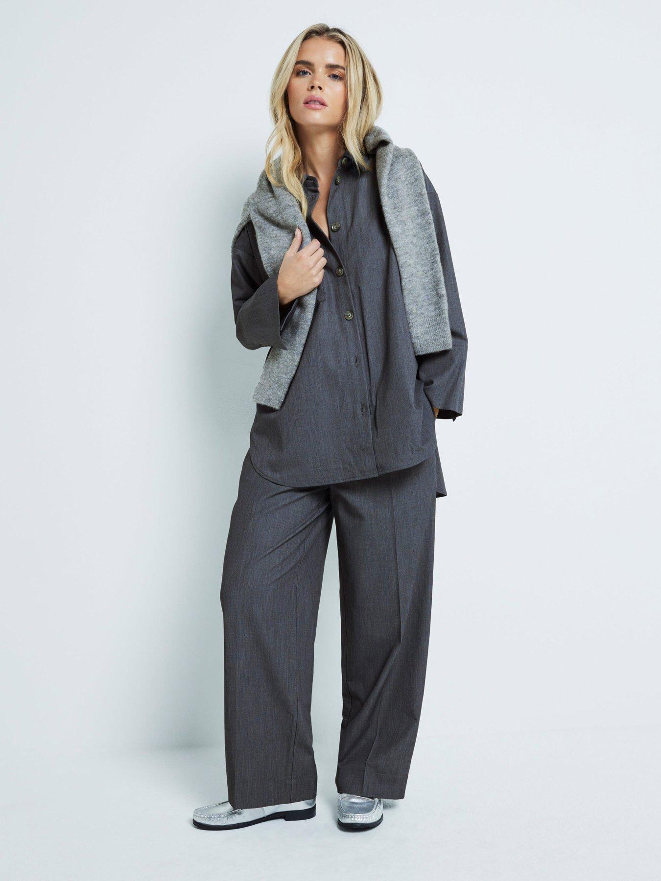 Image 3 of 6 of RI Petite Cargo Wide Leg Trousers - Grey