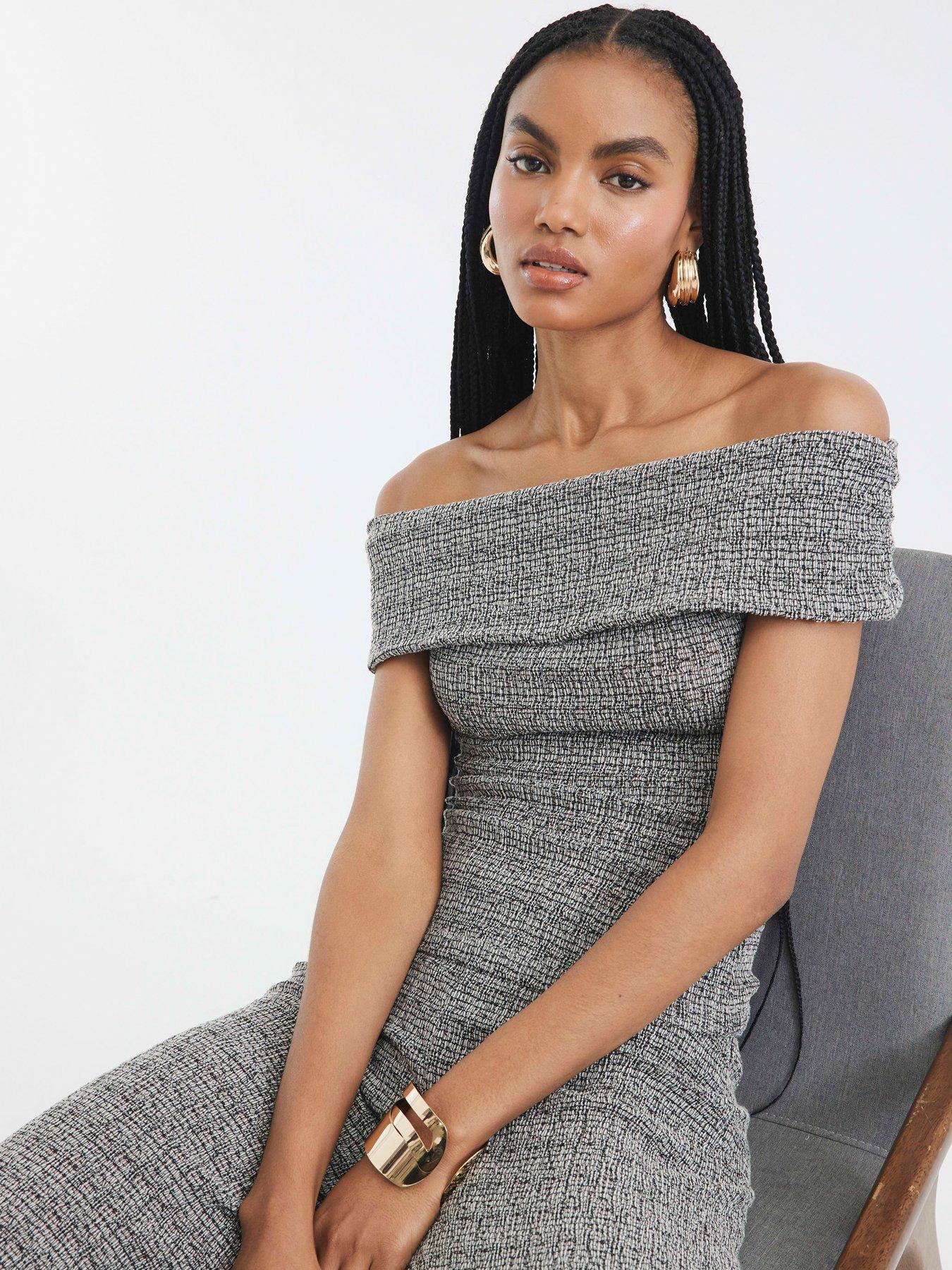 undefined Bardot Textured Top Set - Light Grey