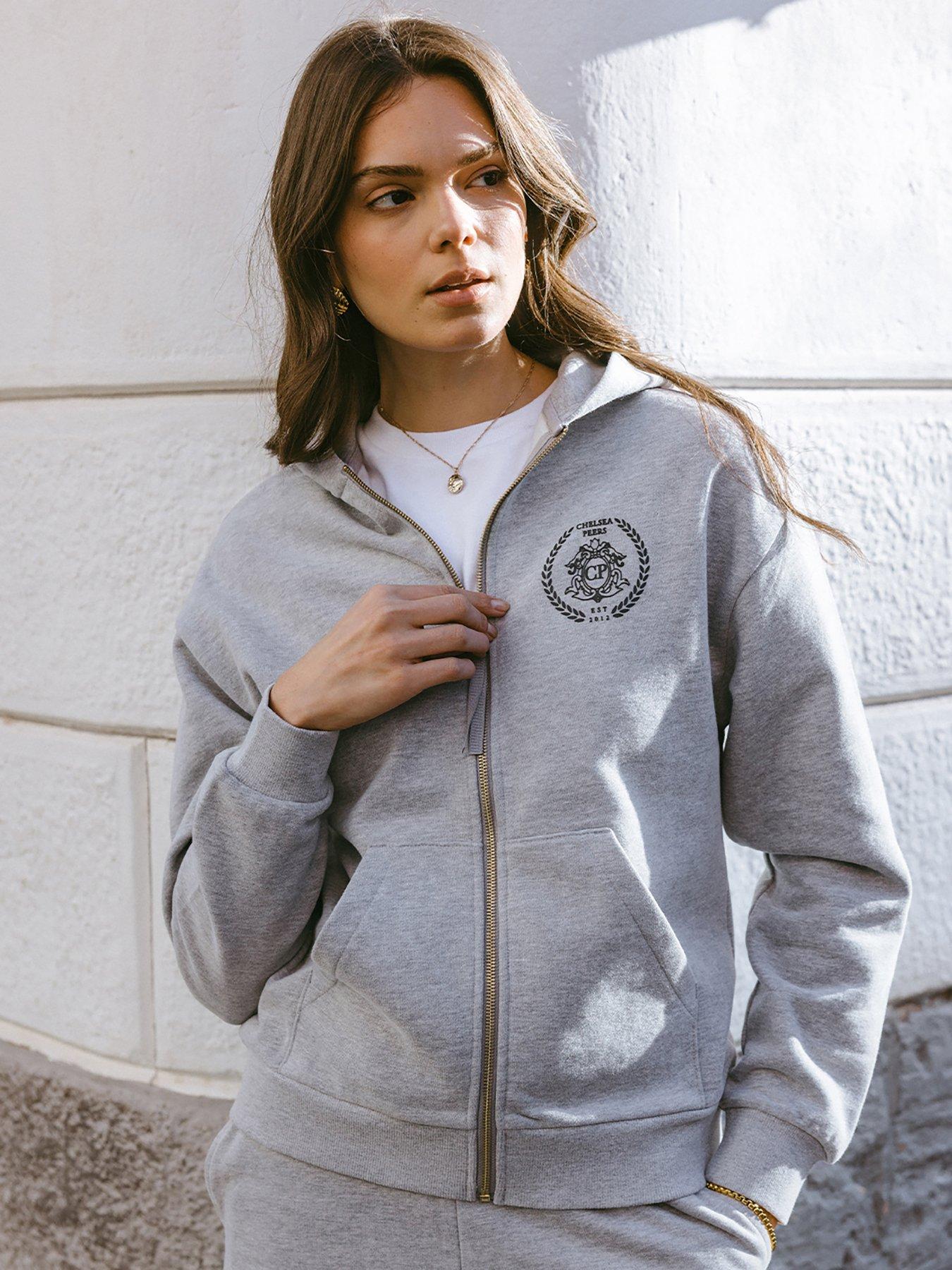 CHELSEA PEERS Zip Through Hoodie Sweatshirt - Grey