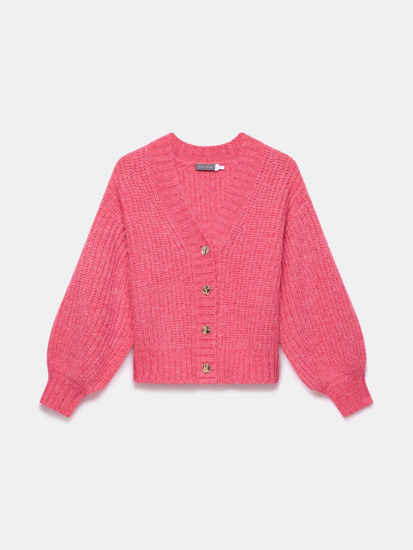 Image 4 of 5 of Mint Velvet Wool Blend Balloon Sleeve Cardigan - Pink