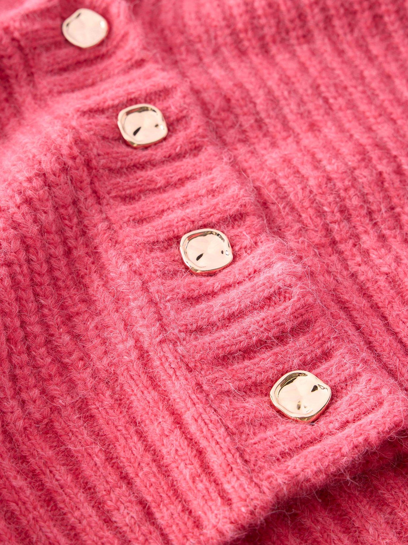 Image 5 of 5 of Mint Velvet Wool Blend Balloon Sleeve Cardigan - Pink