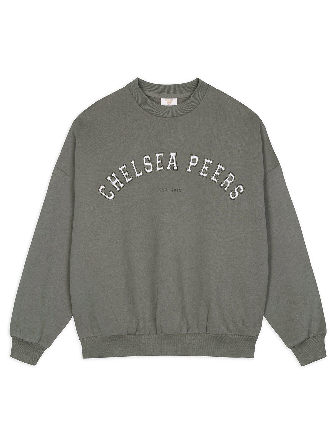 CHELSEA PEERS Branded Crew Neck Sweatshirt - Khaki