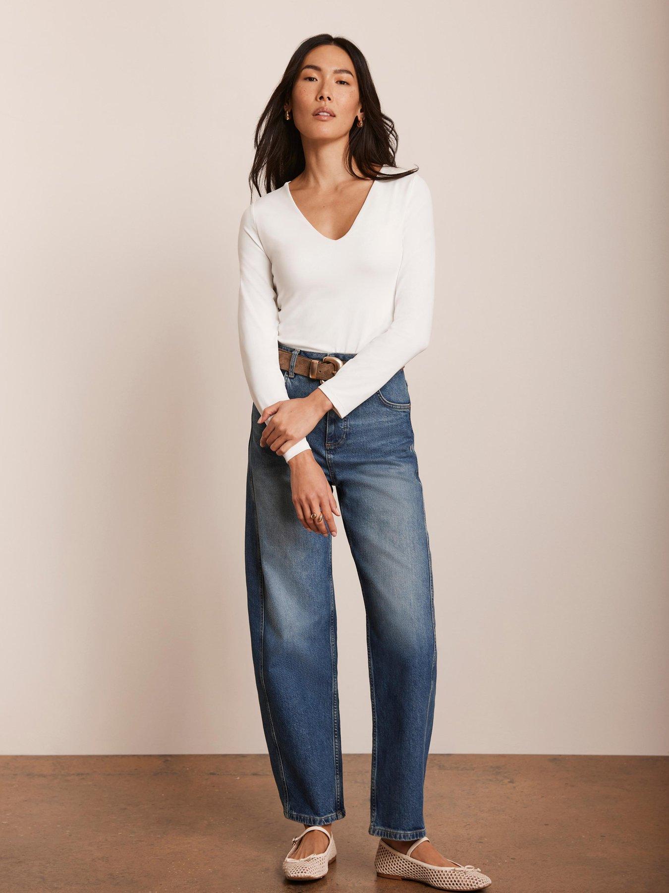 Image 2 of 5 of Mint Velvet Ivory Layering V-Neck Top - White