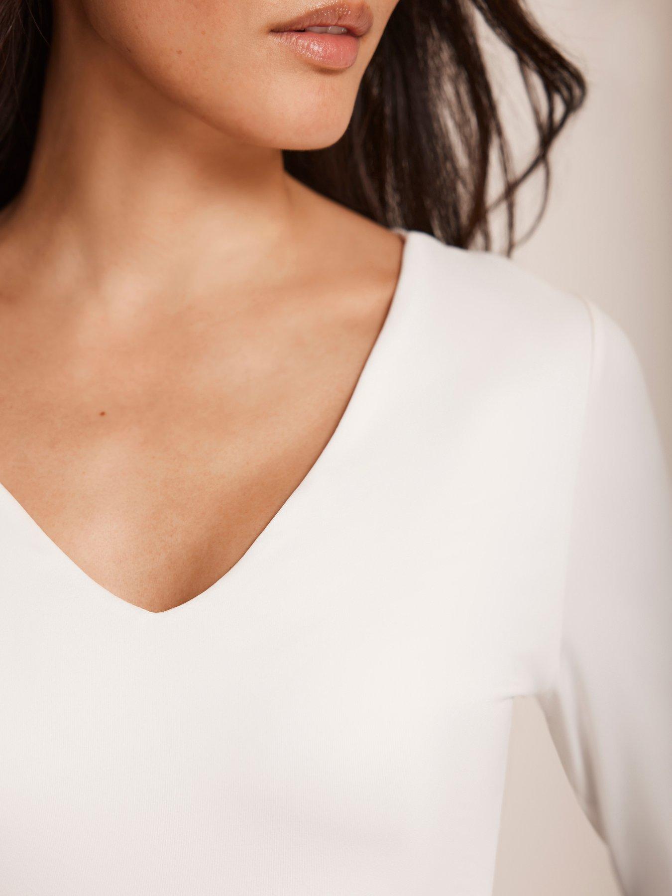 Image 3 of 5 of Mint Velvet Ivory Layering V-Neck Top - White