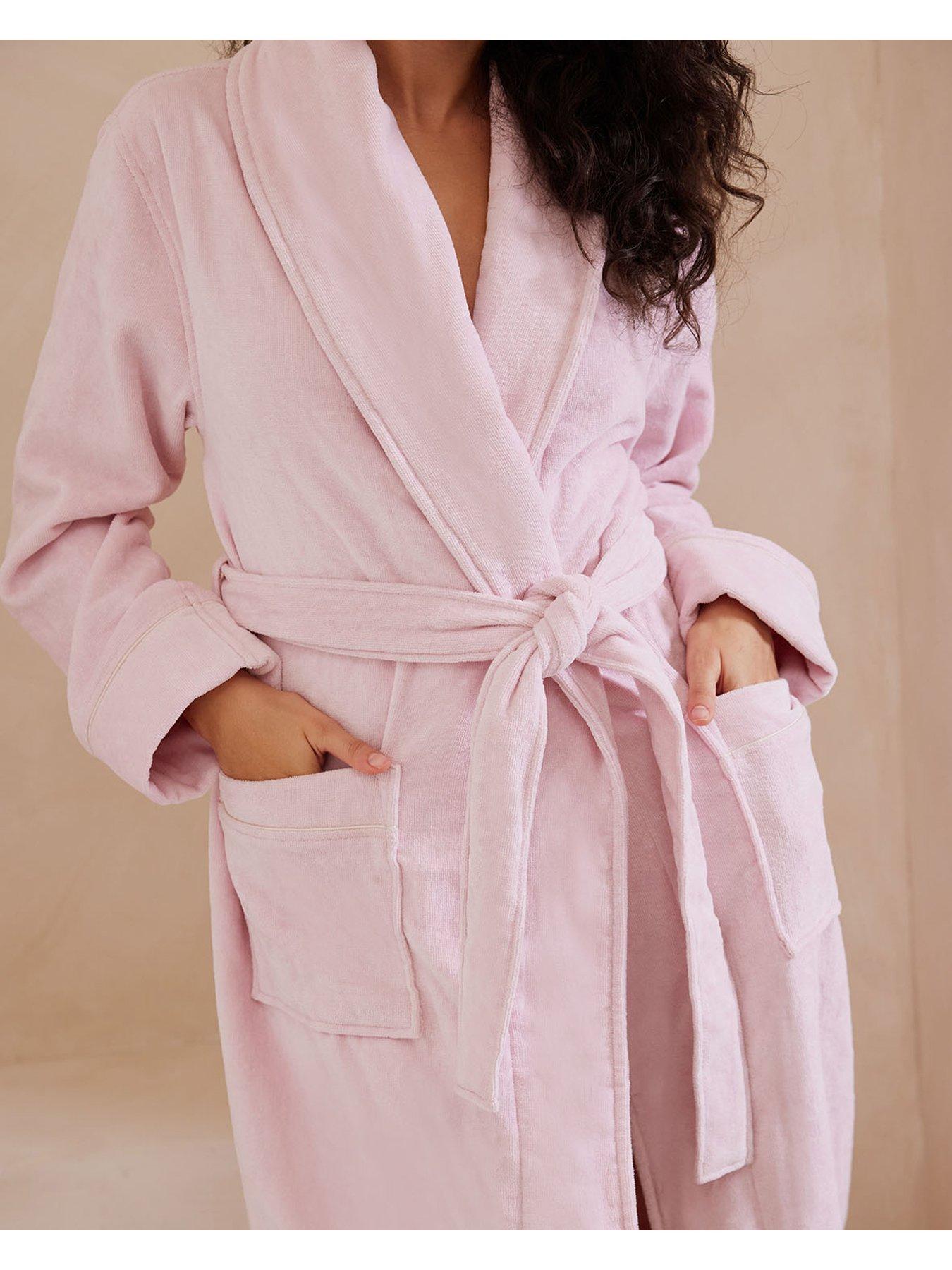 Image 4 of 4 of CHELSEA PEERS Shawl Collar Towelling Robe - Pink