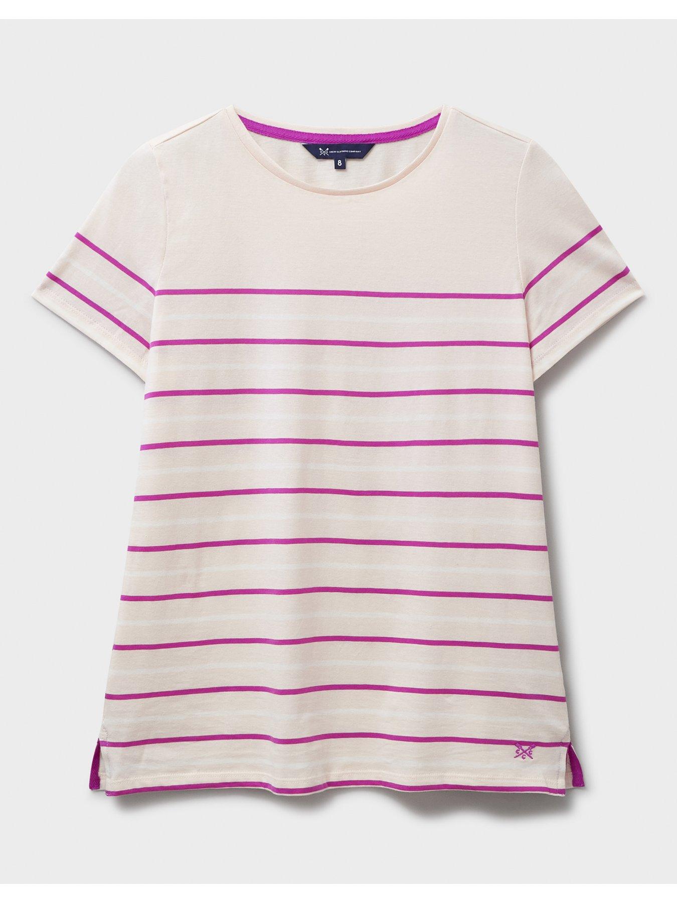 Image 5 of 5 of Crew Clothing Breton Striped T Shirt - Pink