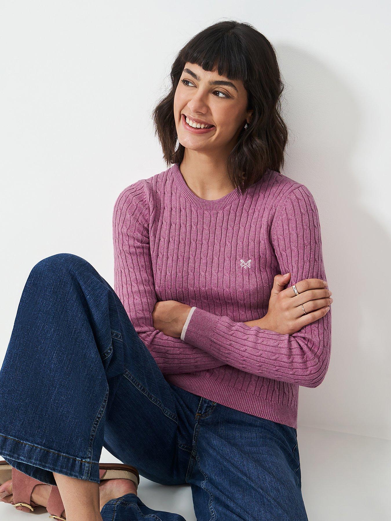 undefined Heritage Cable Neck Jumper - Purple