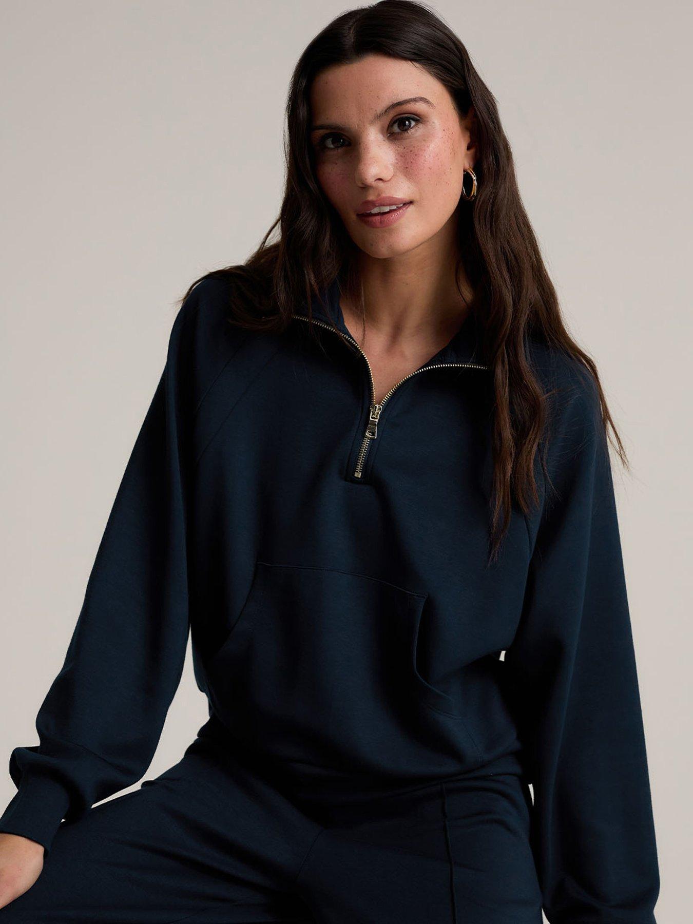 undefined Luxecomfort Scuba Half-zip Sweatshirt - Navy
