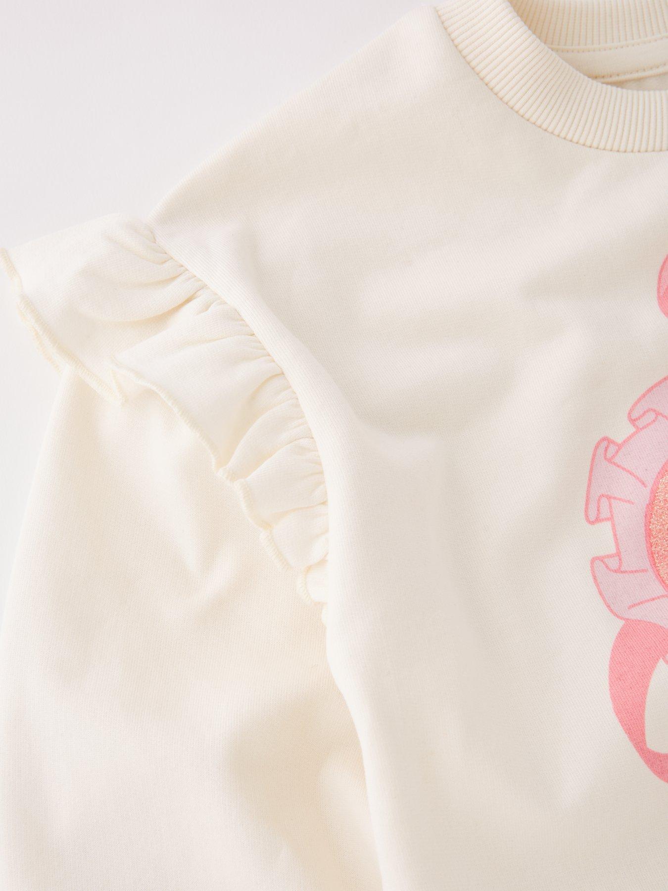 Image 5 of 6 of Barbie 2 Piece Frill Sleeve Sweat and Cycling Short Set - Pink