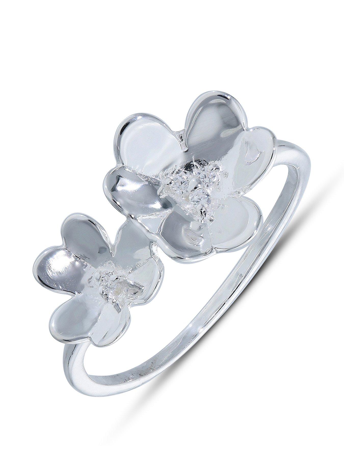 undefined Sterling Silver Floral Open Ring