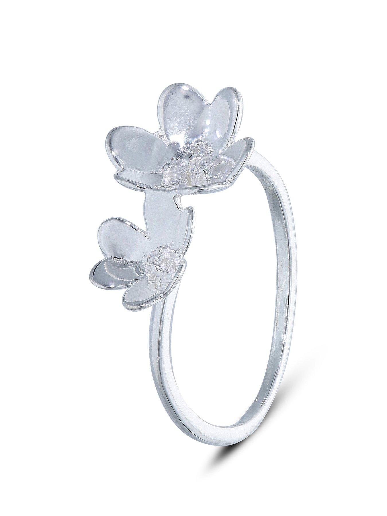Image 2 of 4 of Sterling Silver Floral Open Ring