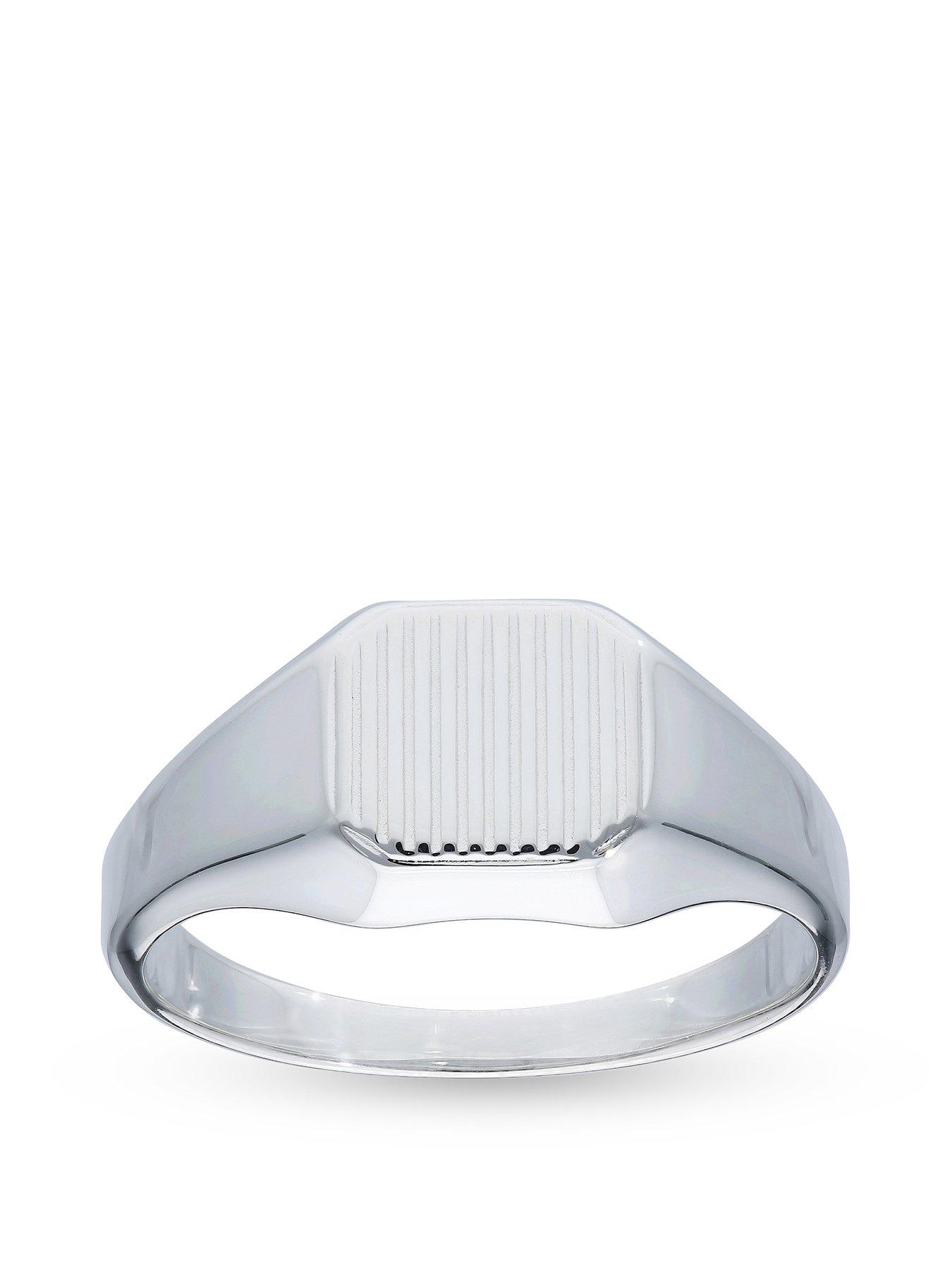 undefined Gents Sterling Silver Textured Signet Ring