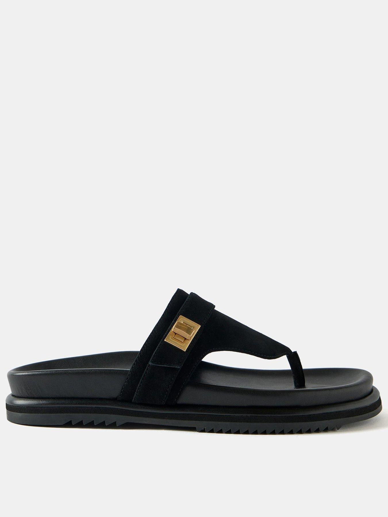 undefined Suede Chunky Flip Flops - Black