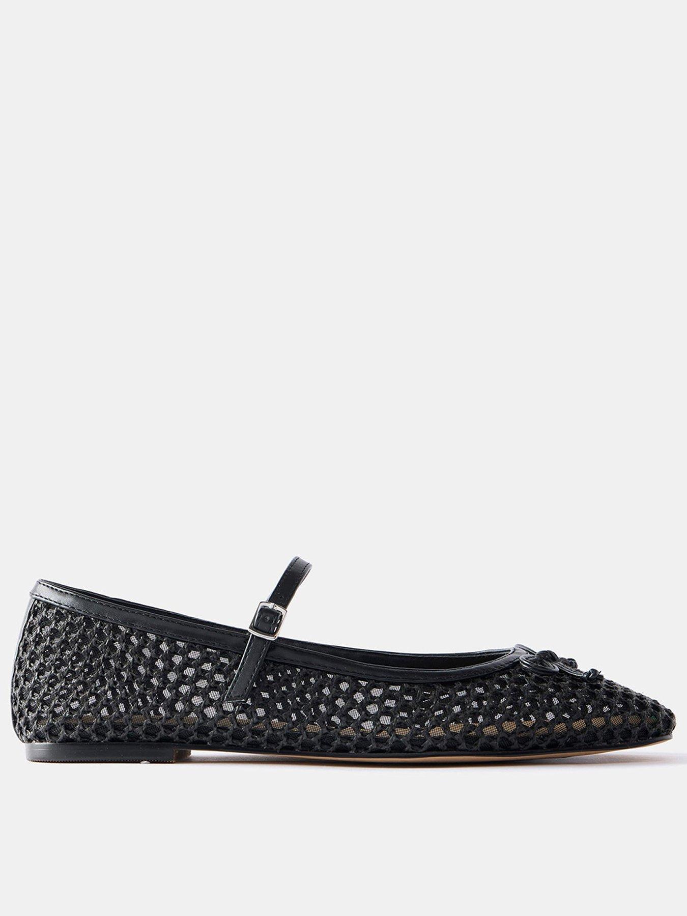 undefined Mesh Ballet Flat Shoes - Black