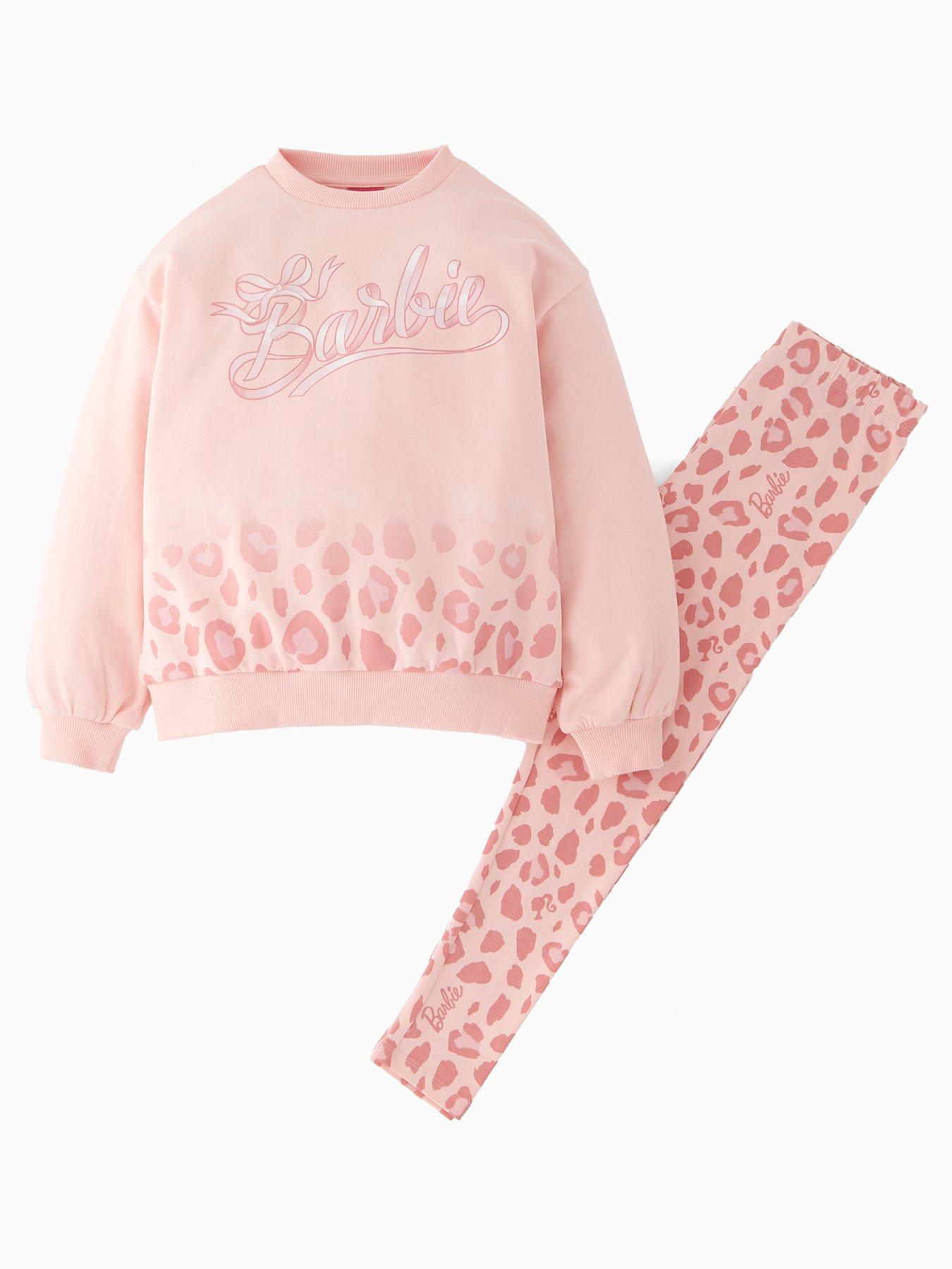 Image 1 of 4 of Barbie Sweatshirt And Leopard Legging Set - Pink