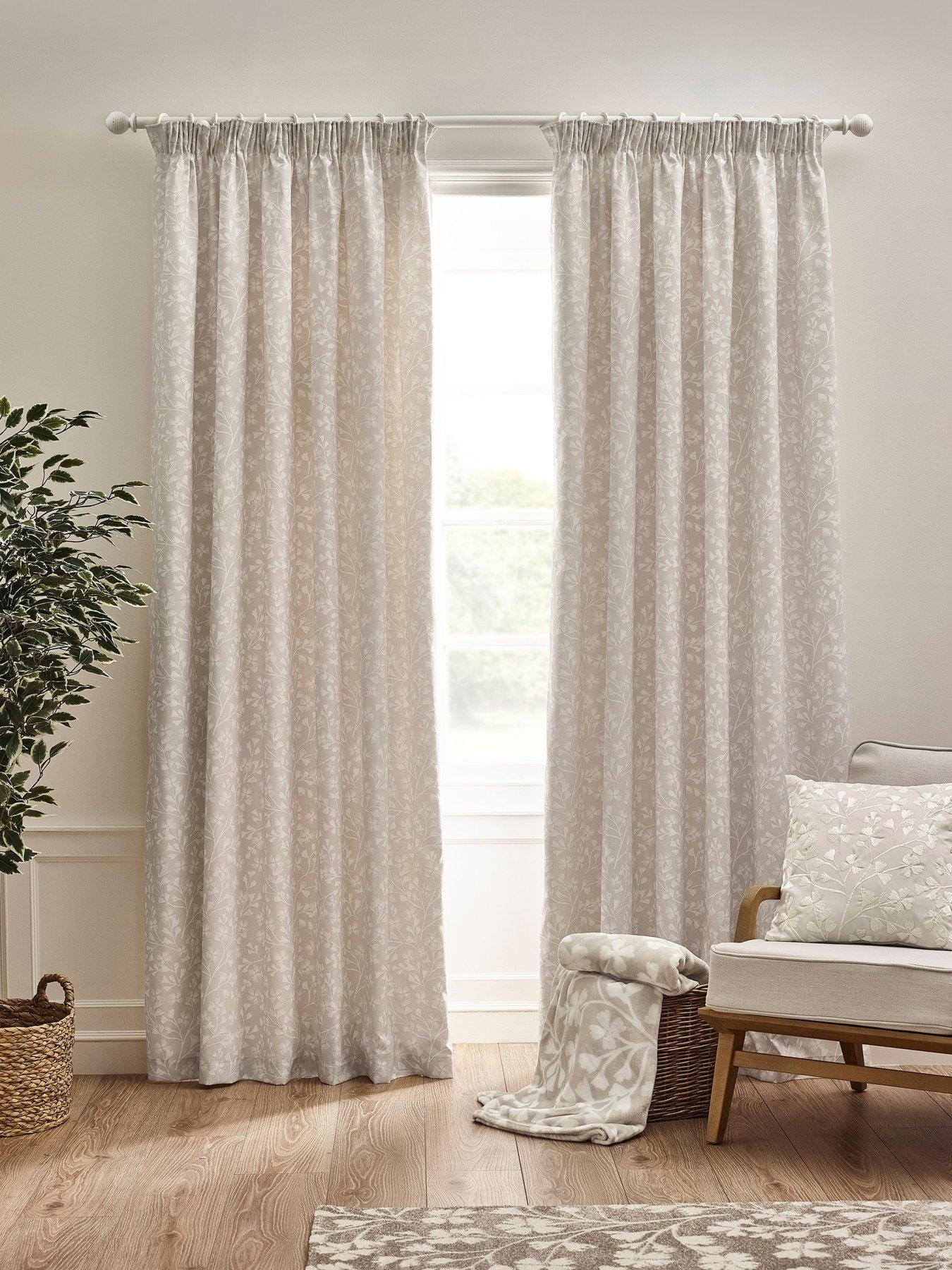 Catherine Lansfield Brooke Floral Pencil Pleat Curtains