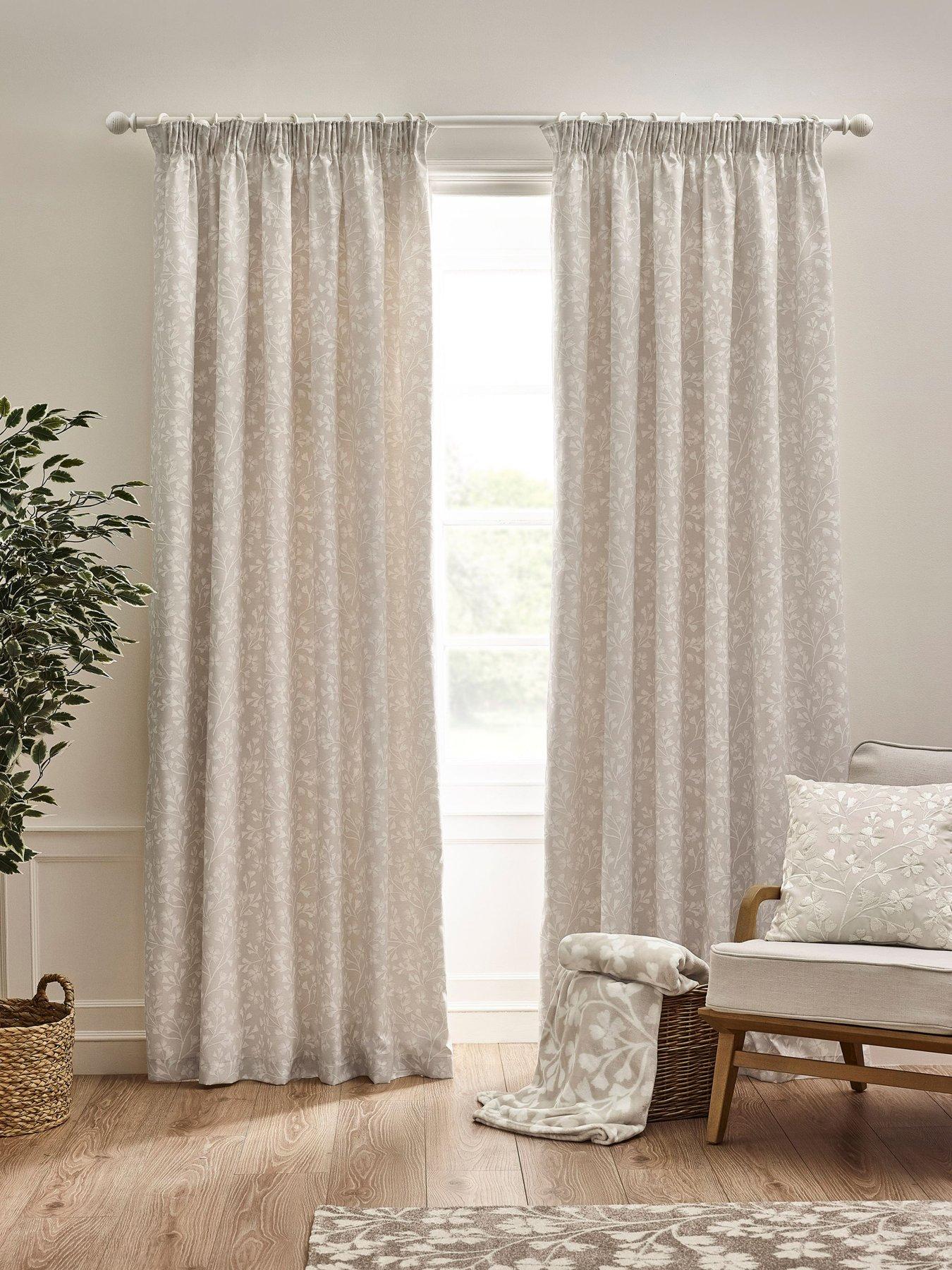 Catherine Lansfield Brooke Floral Pencil Pleat Curtains