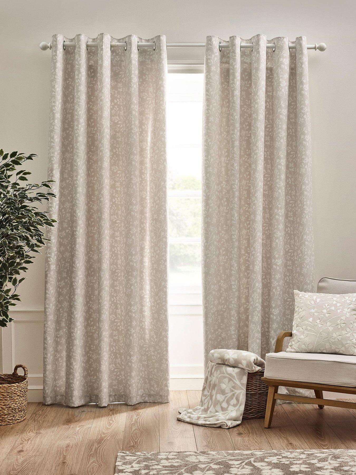 Catherine Lansfield Brooke Floral Eyelet Curtains