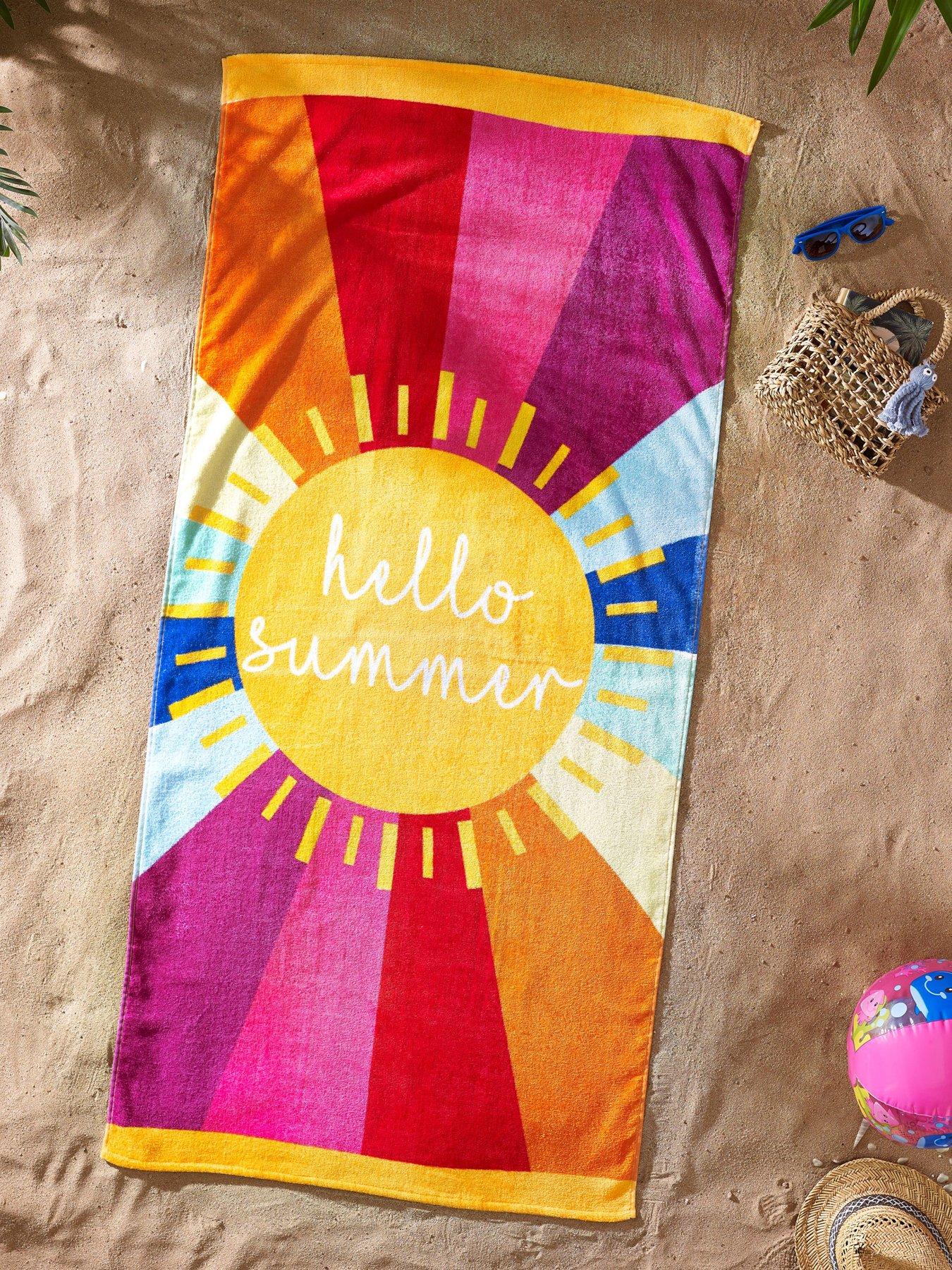 Image 1 of 3 of Catherine Lansfield Hello Summer 100% Cotton Beach Towel