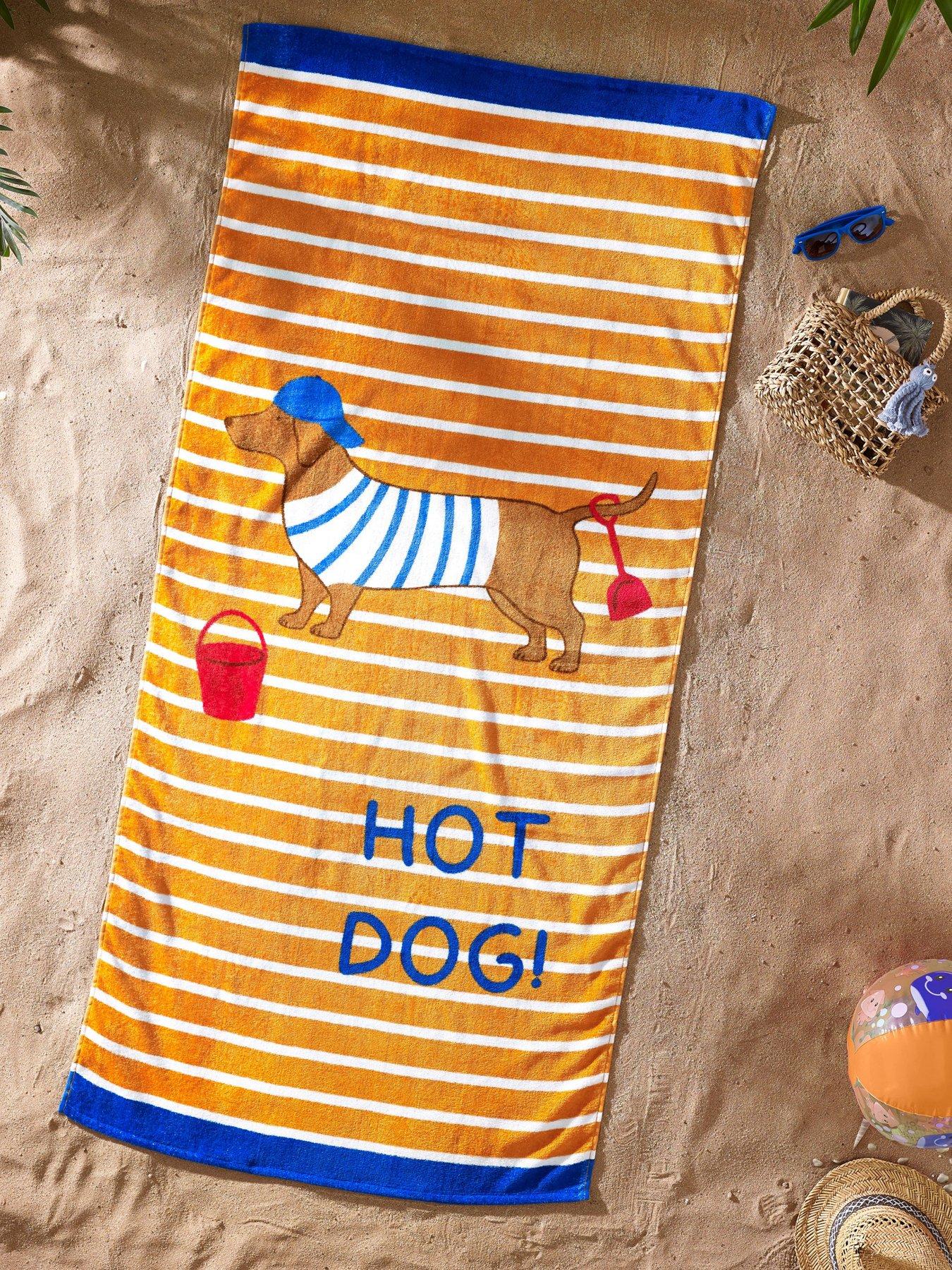 Catherine Lansfield Hot Dog 100% Cotton Beach Towel