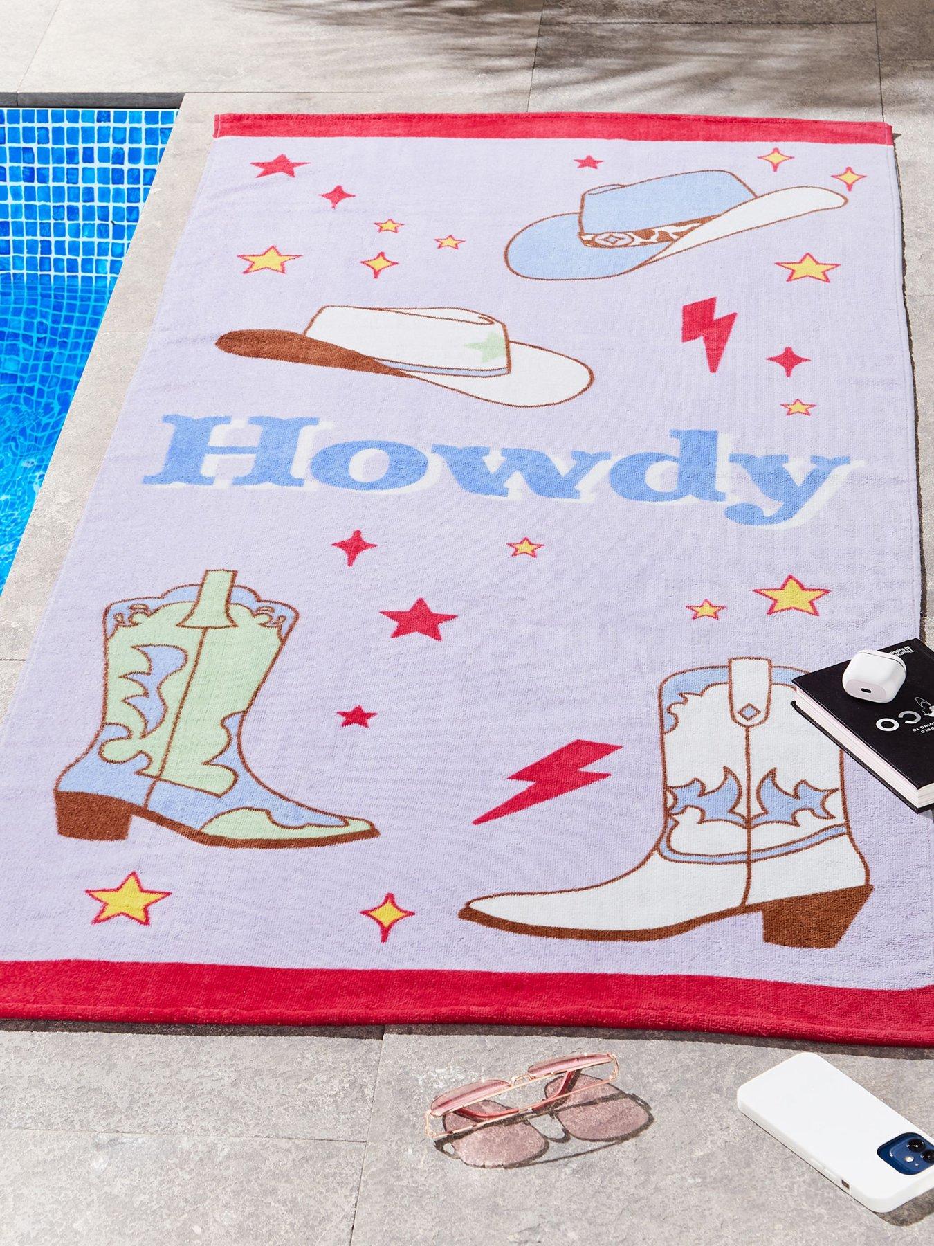 Image 1 of 3 of Sassy B Howdy Cowgirl 100% Cotton Beach Towel