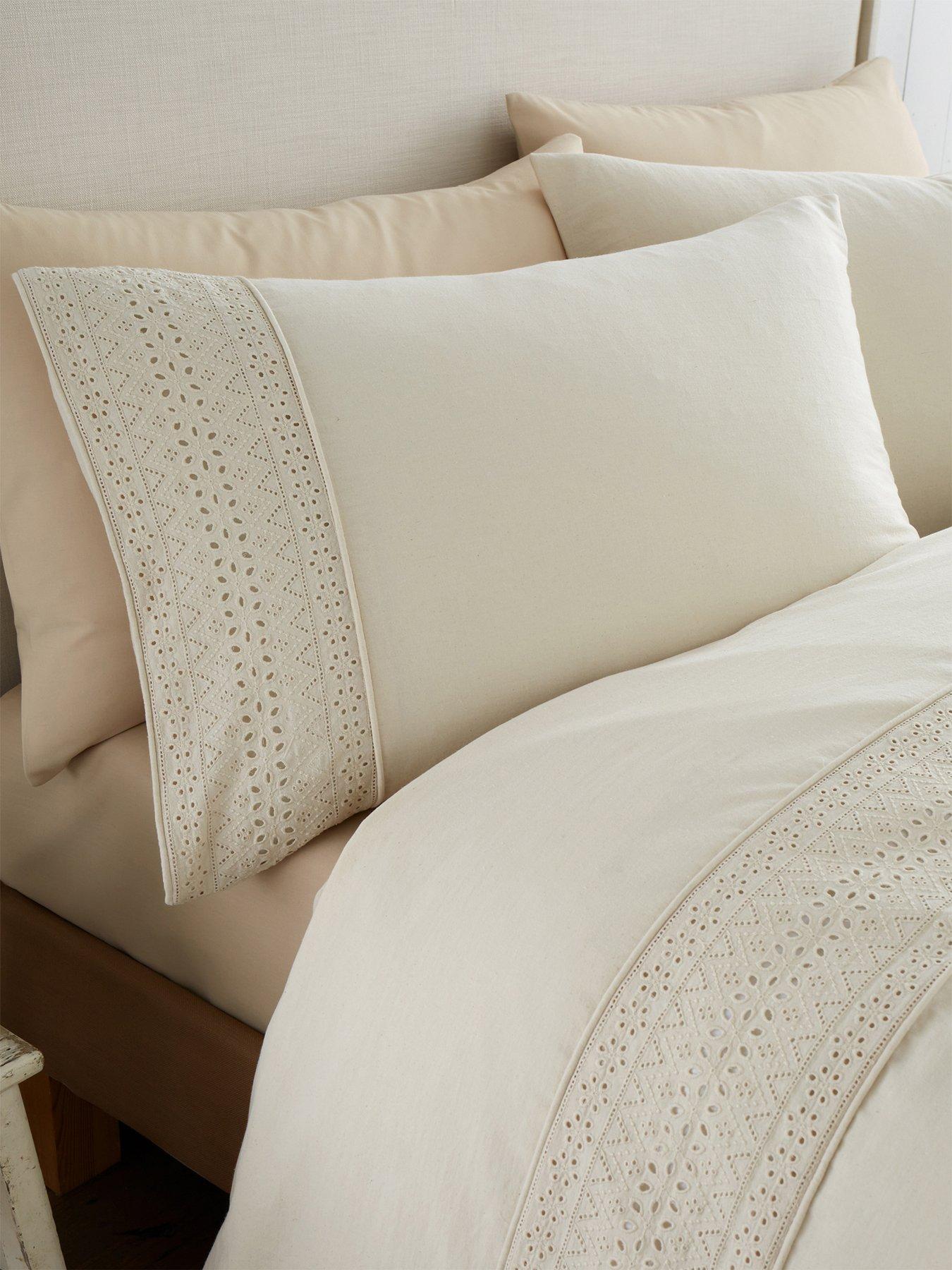 Image 1 of 4 of Catherine Lansfield Broderie Anglaise Duvet Set - Cream