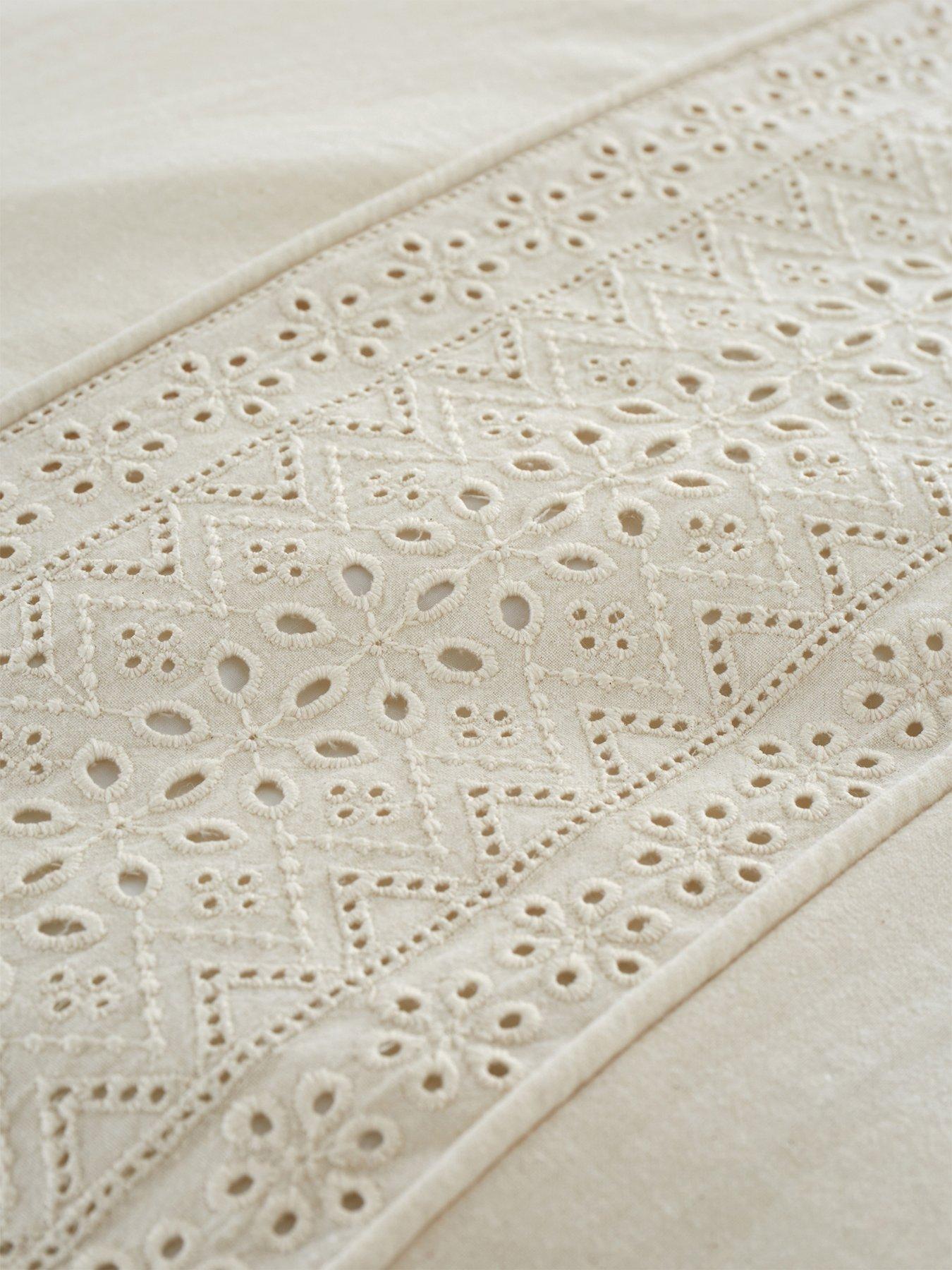 Image 4 of 4 of Catherine Lansfield Broderie Anglaise Duvet Set - Cream