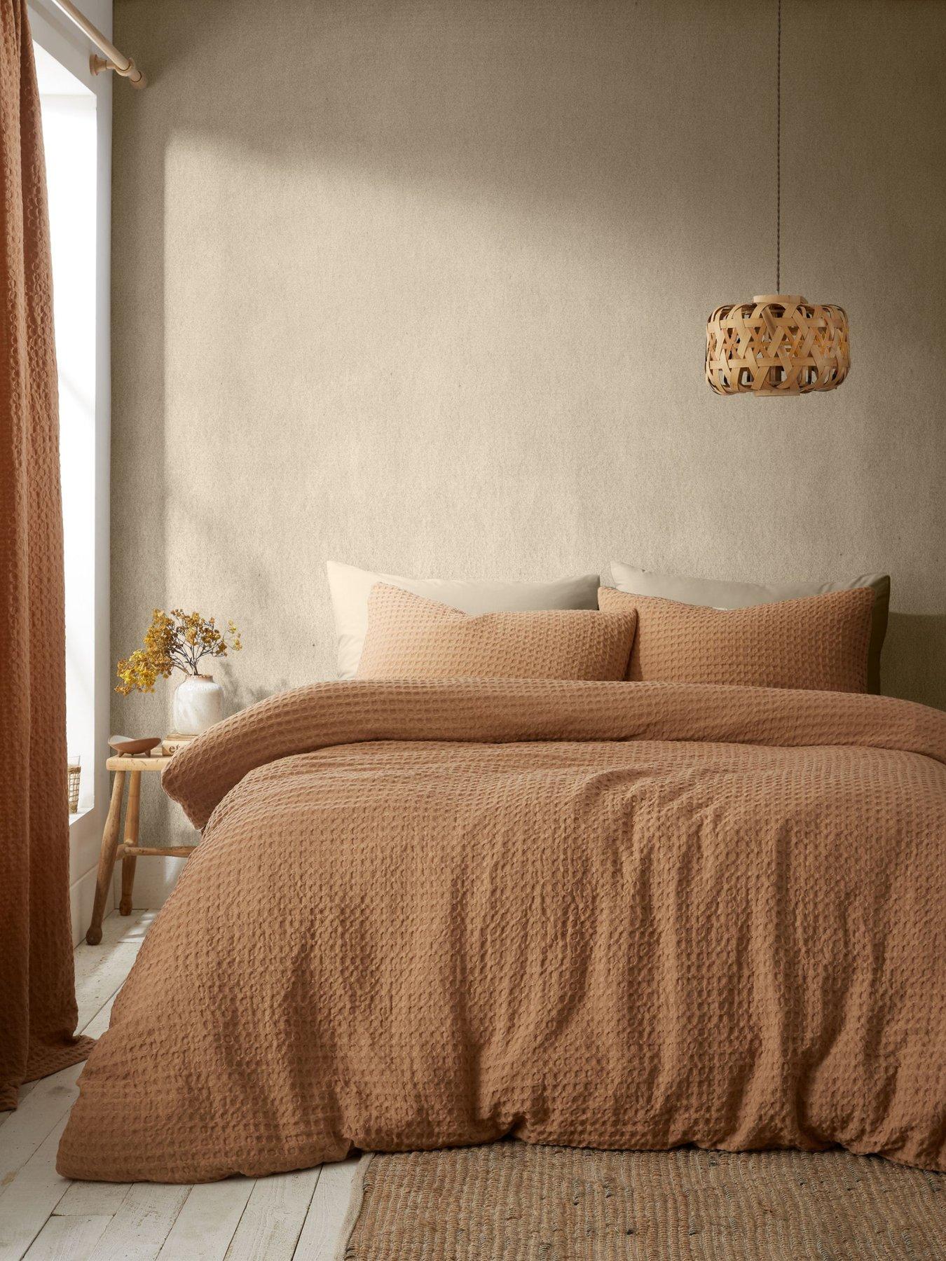 Pineapple Elephant Muscat Waffle Duvet Set - Caramel