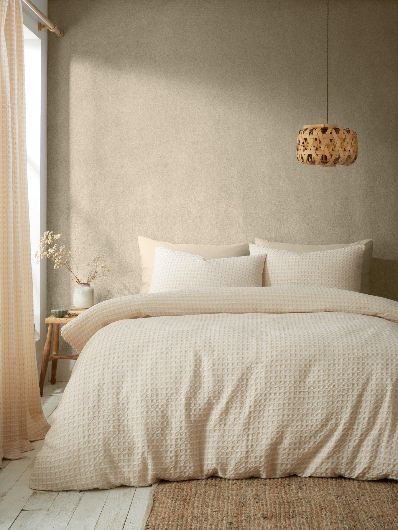 Pineapple Elephant Muscat Waffle Duvet Set - Natural